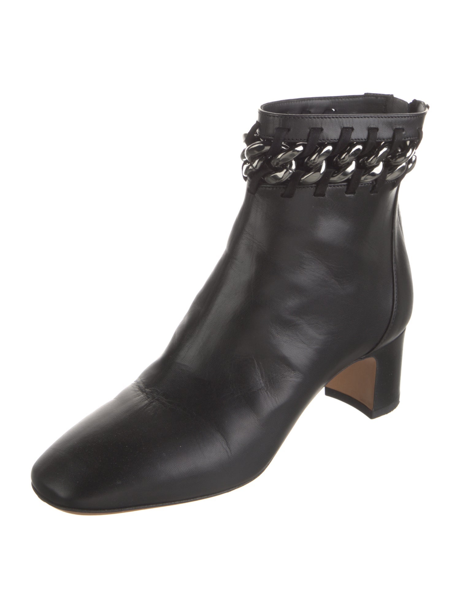 Valentino Leather Chain-Link Accents Boots