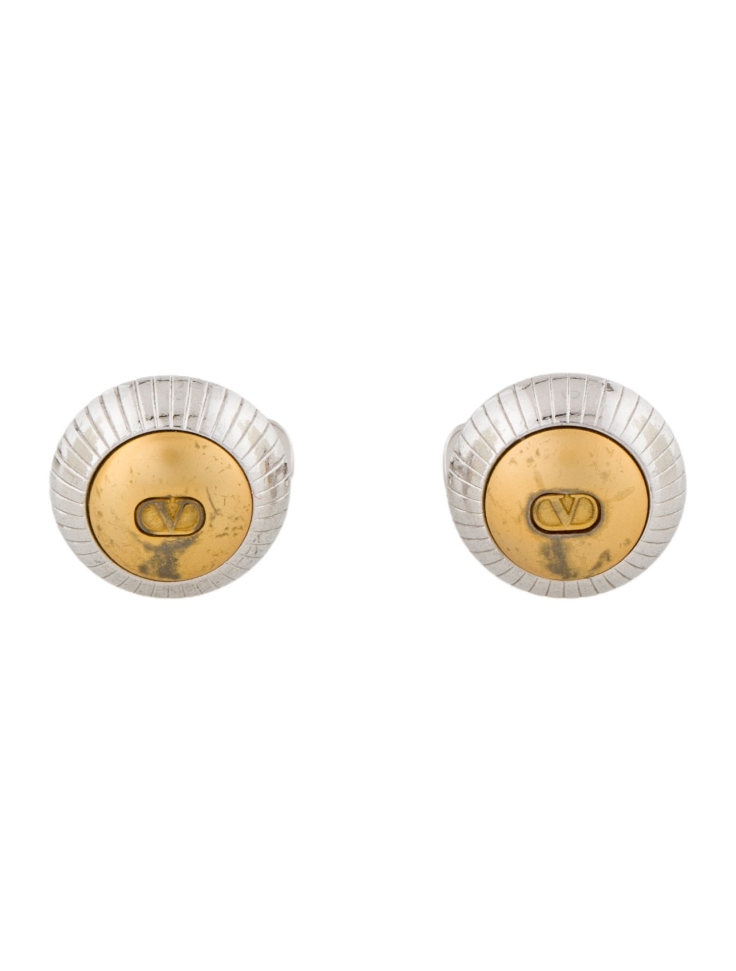 Valentino Two-Tone Textured Logo Cufflinks