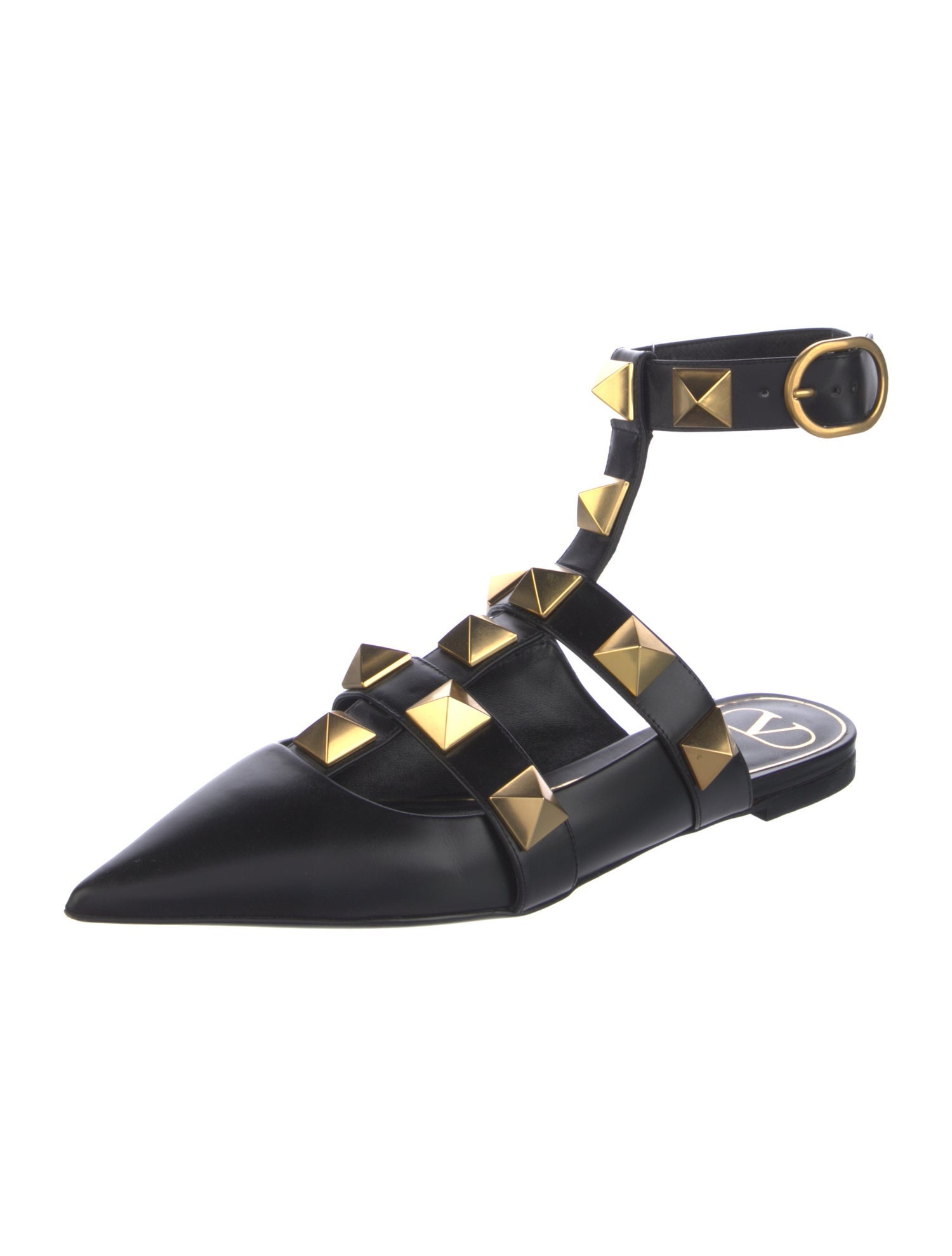 Valentino Rockstud Accents Leather Mules