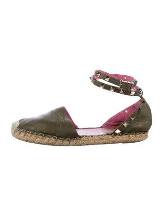 Valentino Rockstud Accents Leather Espadrilles