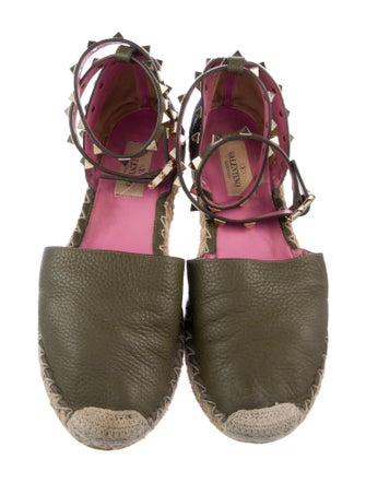 Valentino Rockstud Accents Leather Espadrilles