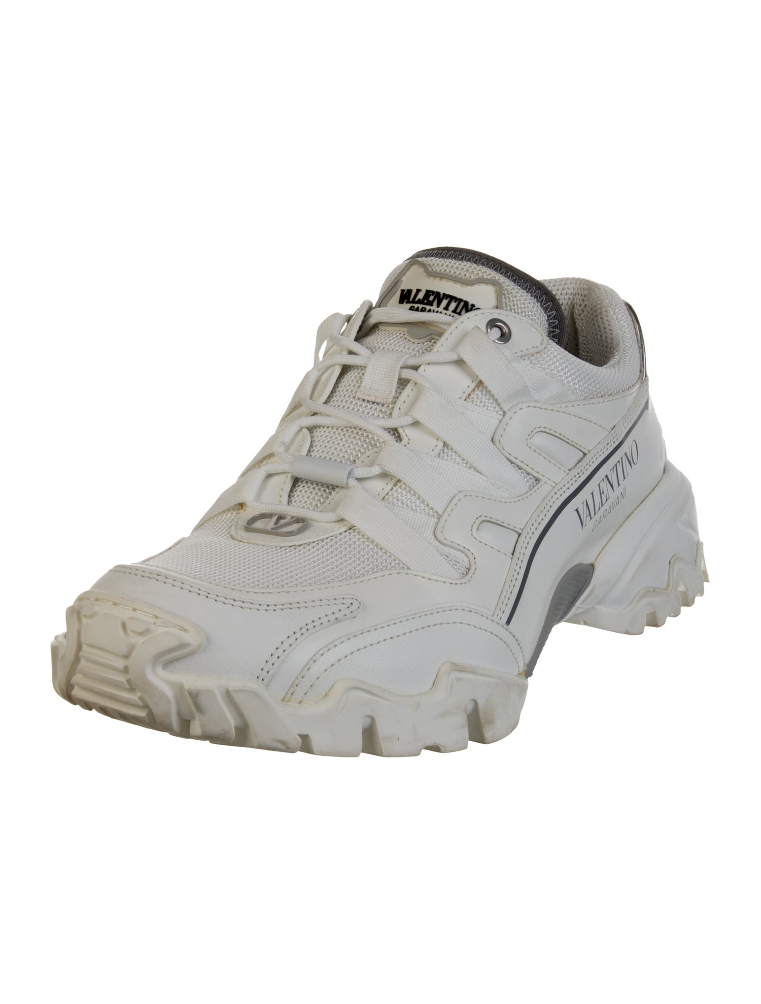 Valentino Leather Graphic Print Sneakers