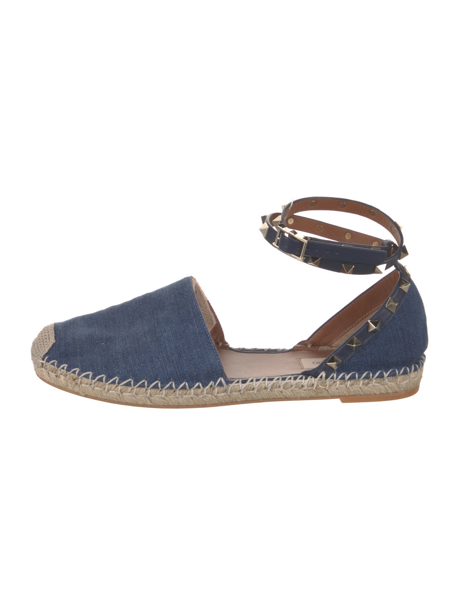 Valentino Rockstud Accents Denim D'Orsay Flats