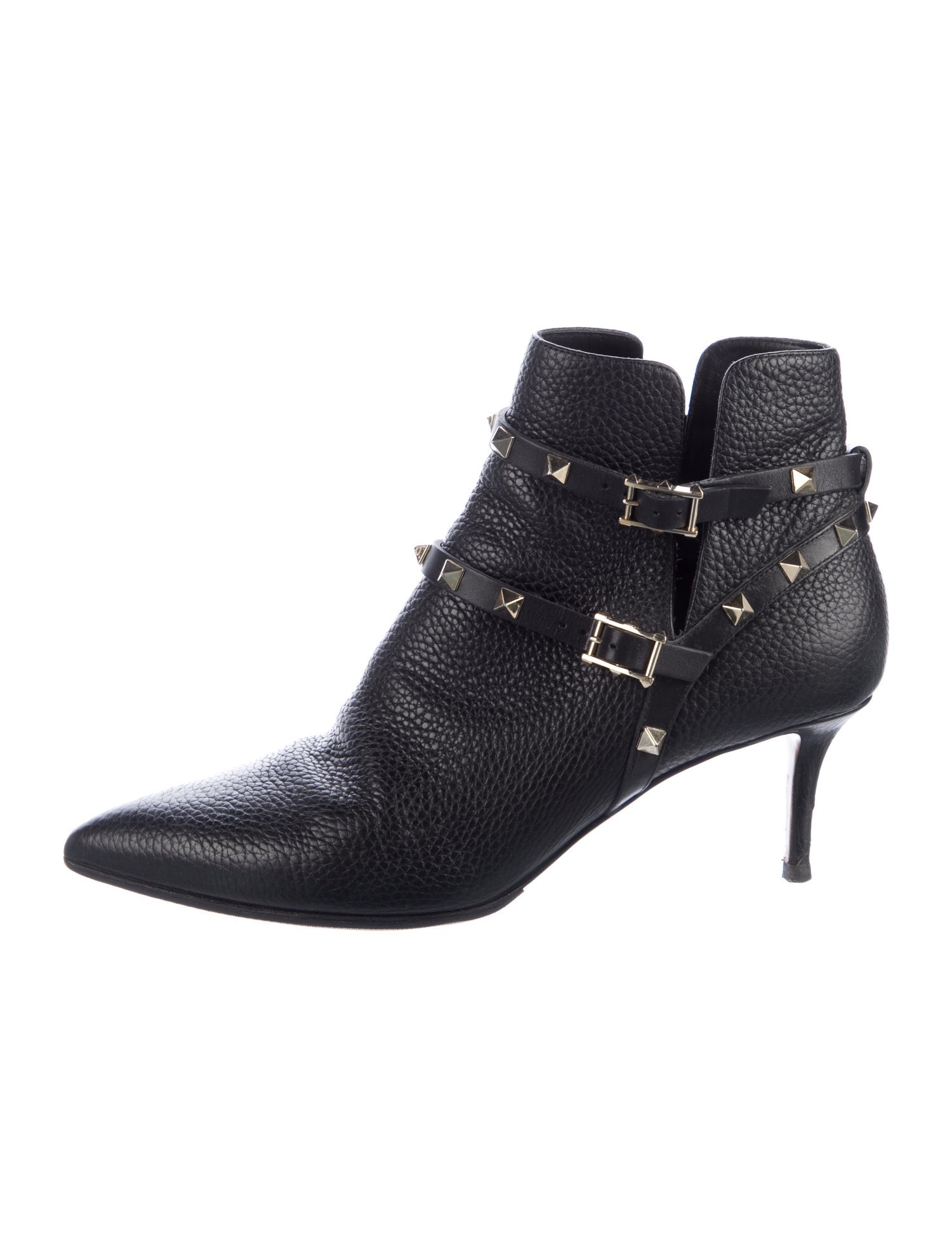 Valentino Rockstud Accents Leather Lace-Up Boots