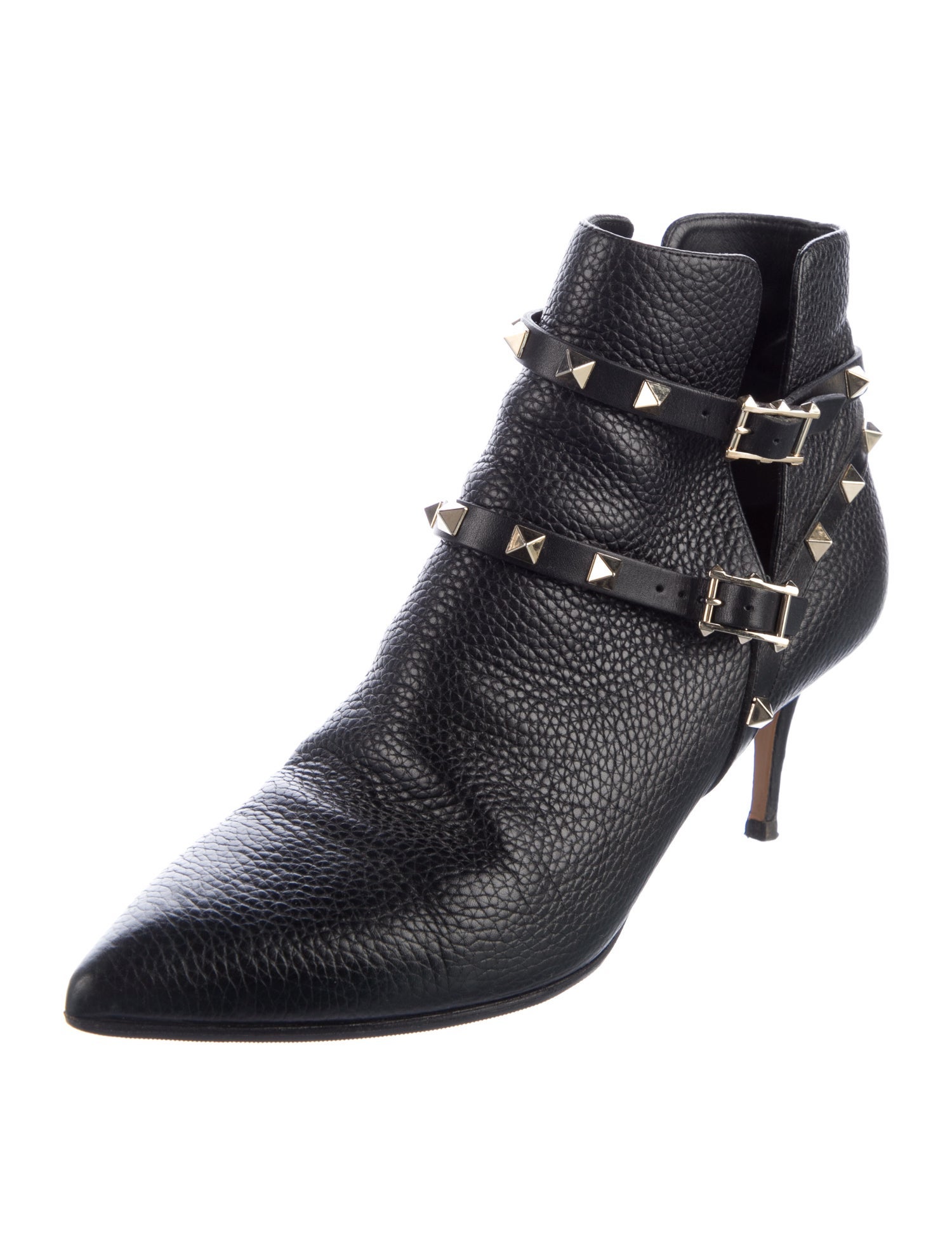 Valentino Rockstud Accents Leather Lace-Up Boots