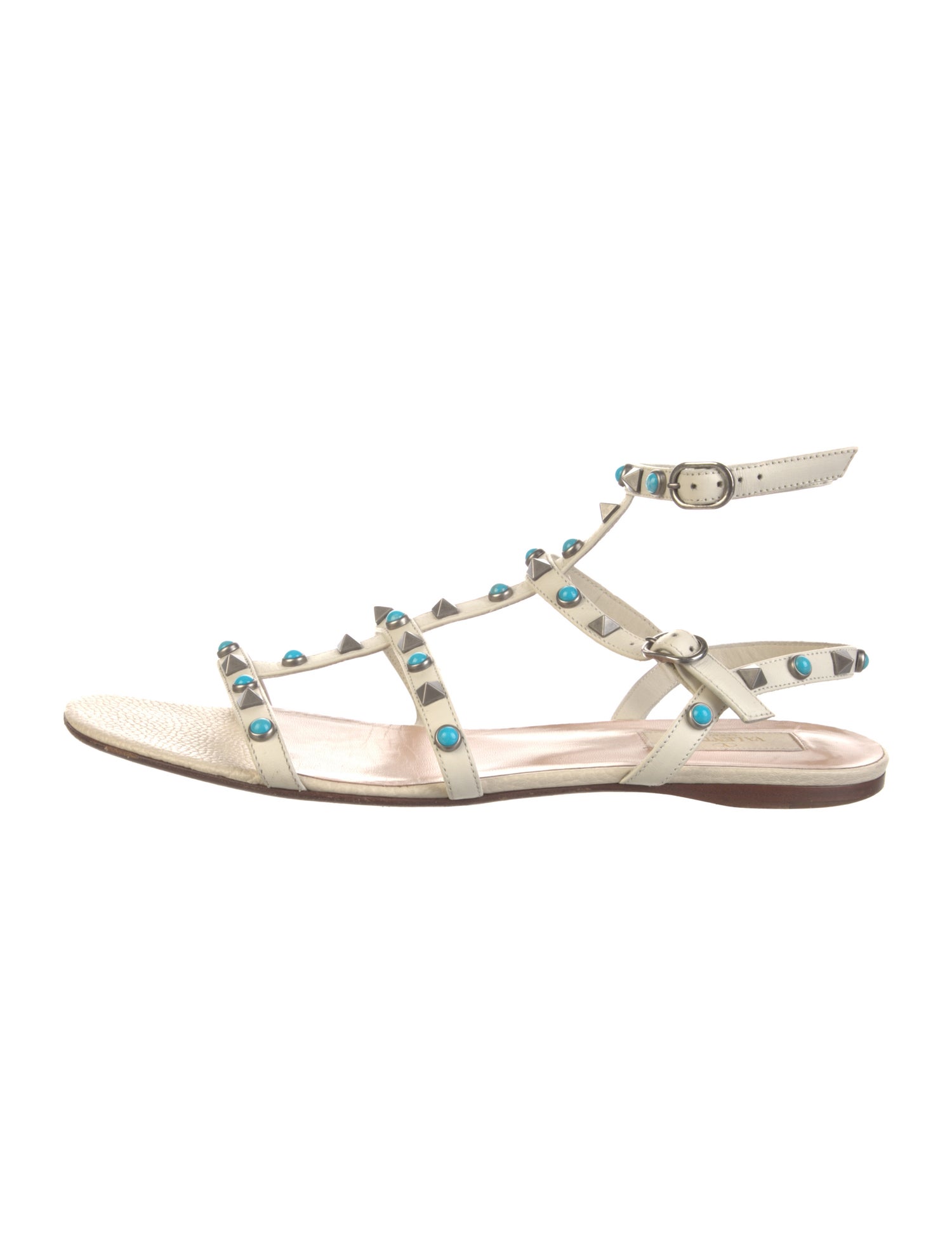 Valentino Rockstud Accents Leather Gladiator Sandals