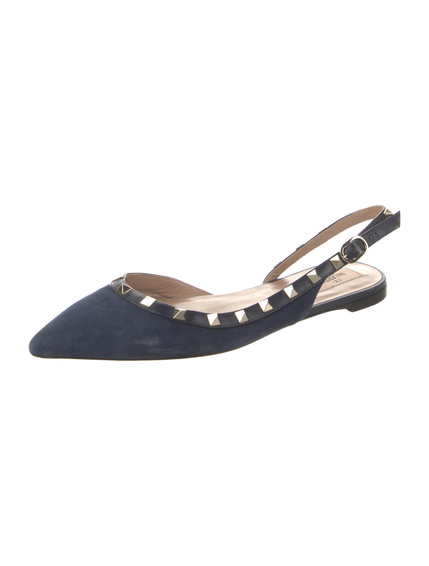 Valentino Rockstud Accents Suede Slingback Flats