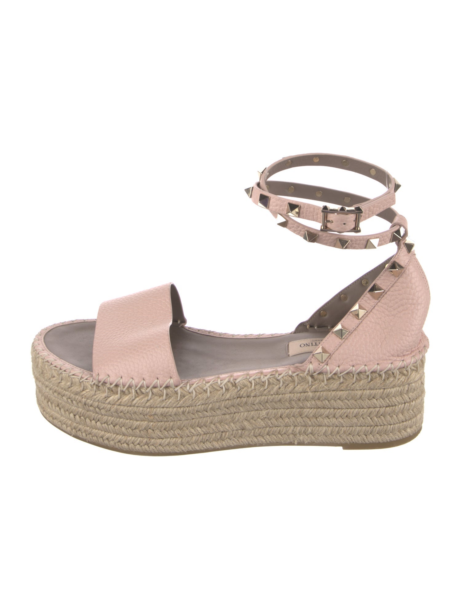 Valentino Rockstud Accents Leather Espadrilles