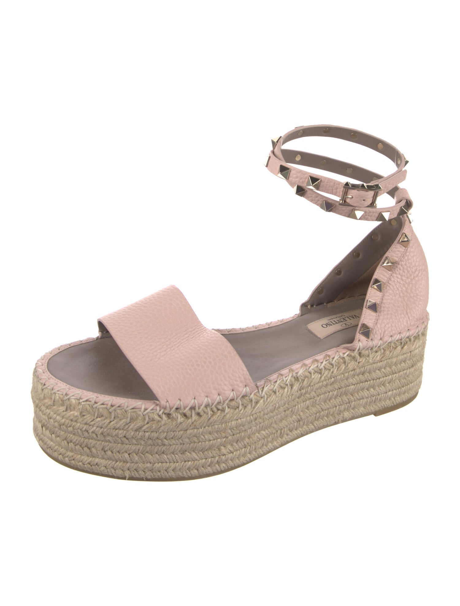 Valentino Rockstud Accents Leather Espadrilles