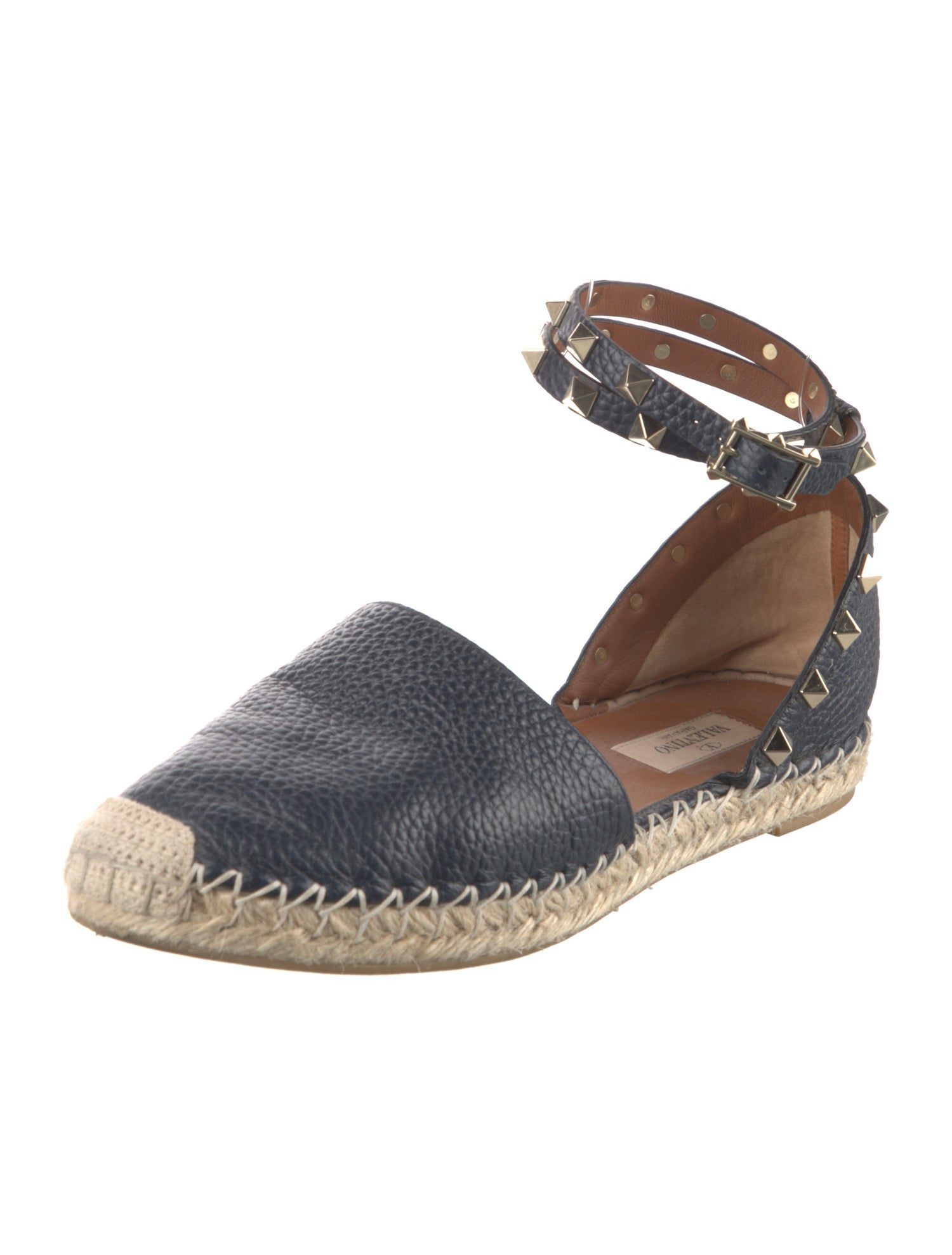 Valentino Rockstud Accents Leather Espadrilles