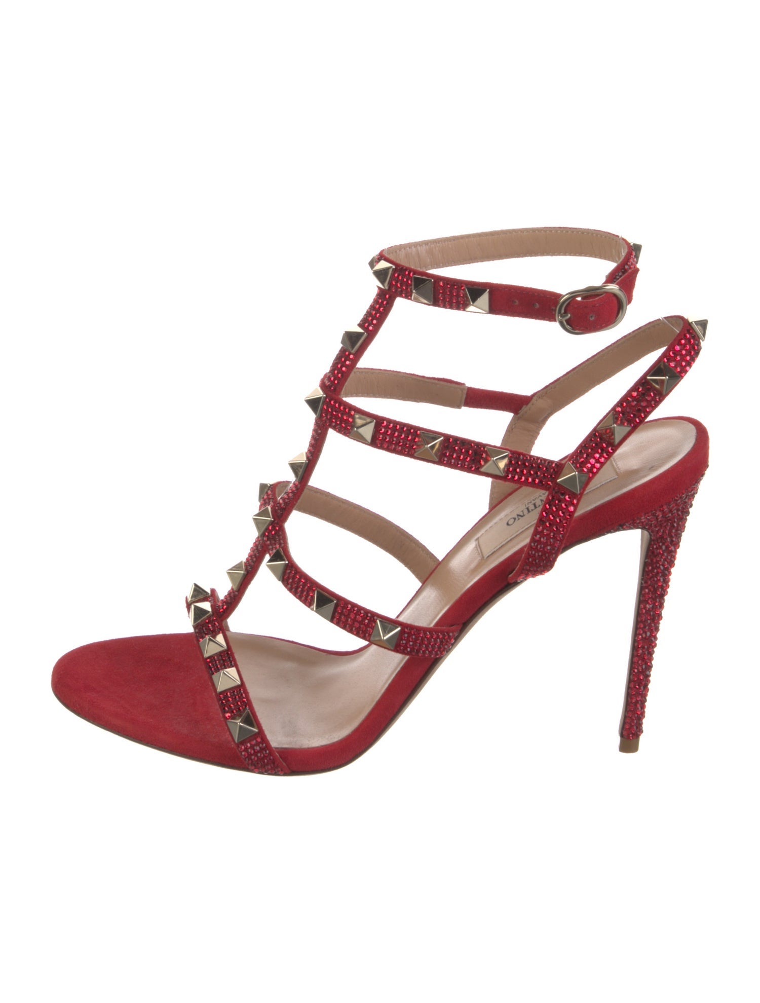 Valentino Rockstud Accents Suede Gladiator Sandals