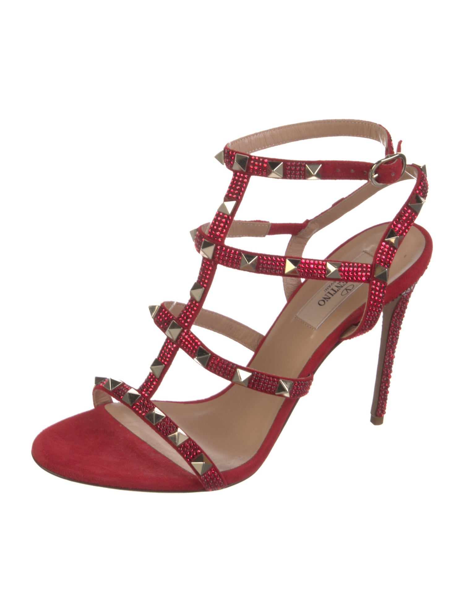 Valentino Rockstud Accents Suede Gladiator Sandals