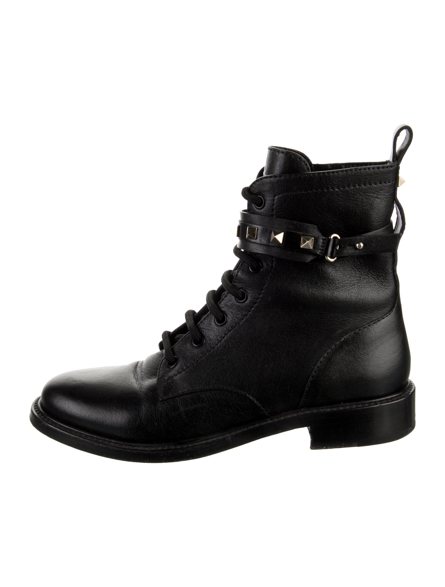 Valentino Rockstud Accents Leather Combat Boots