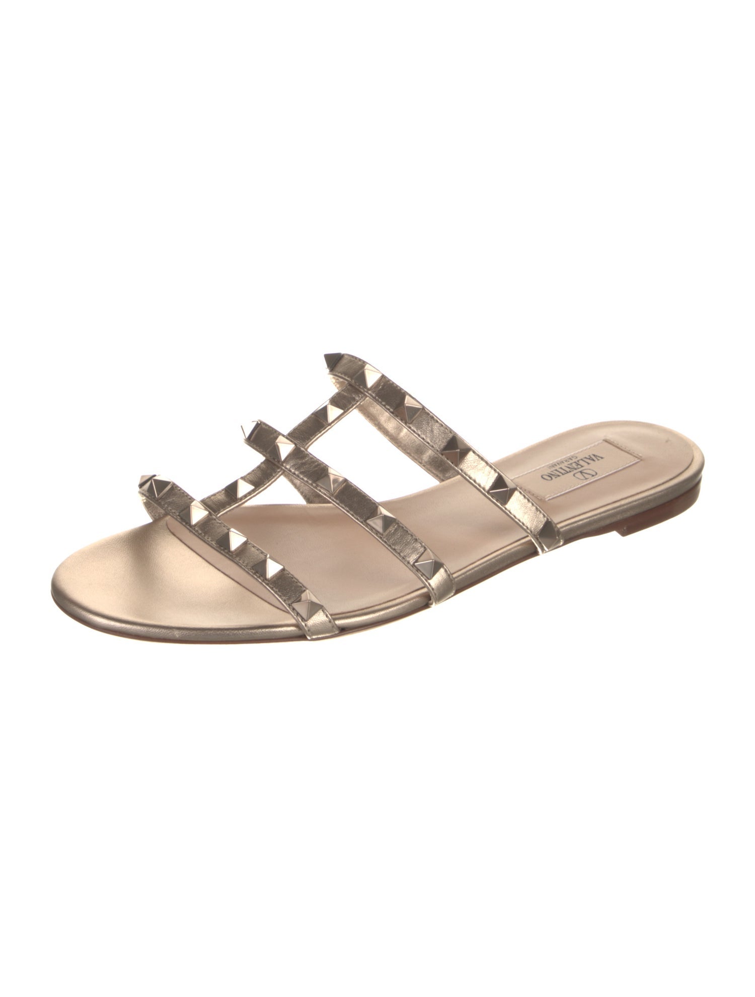 Valentino Rockstud Accents Leather Slides