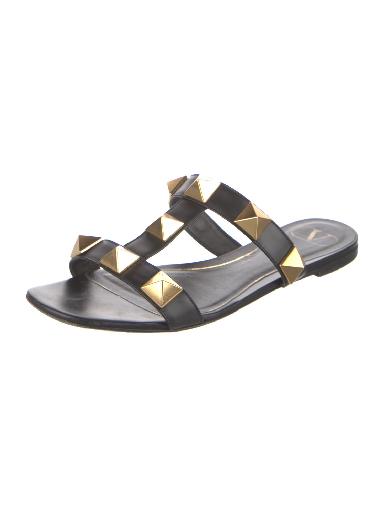 Valentino Rockstud Accents Leather Slides