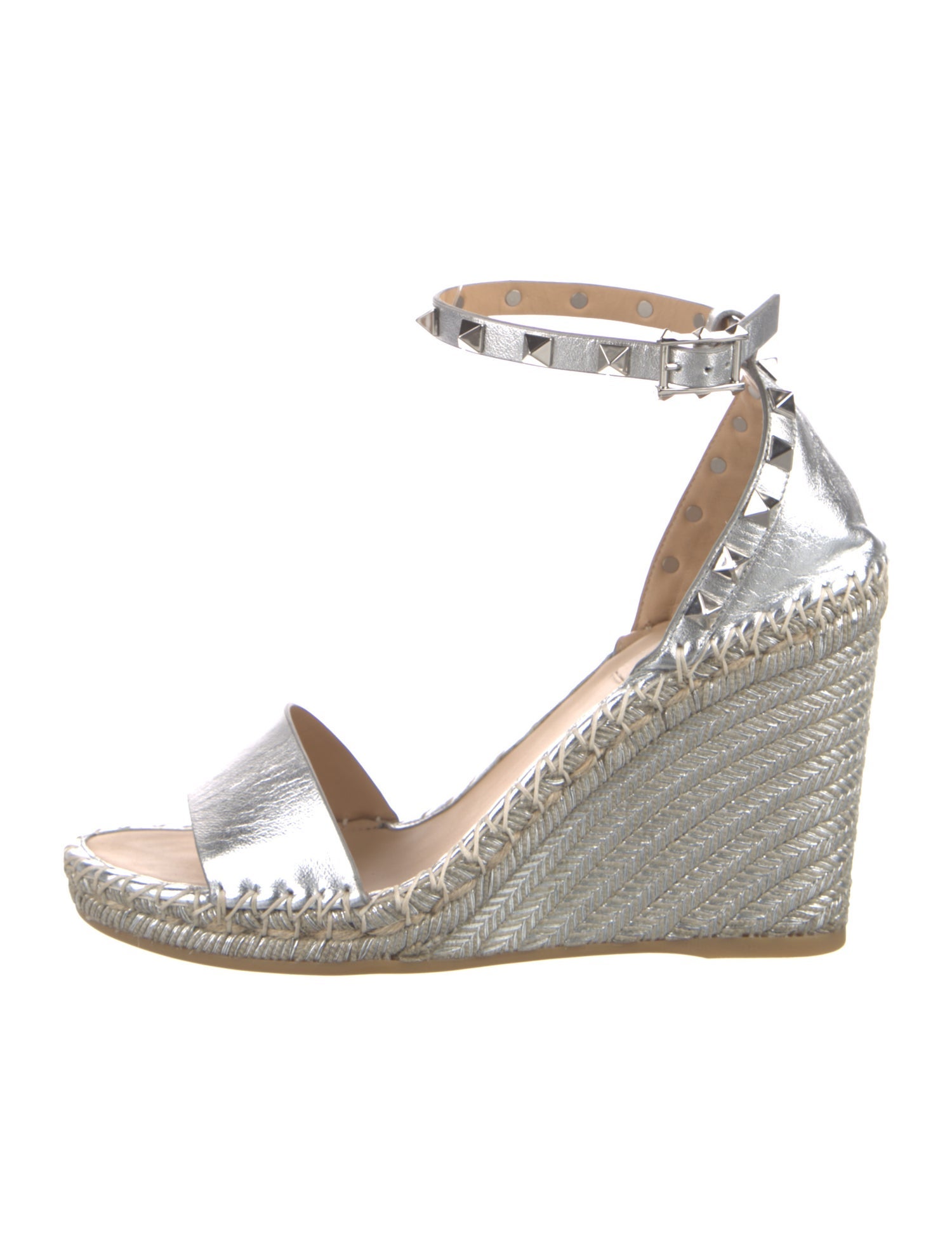 Valentino Rockstud Accents Leather Espadrilles