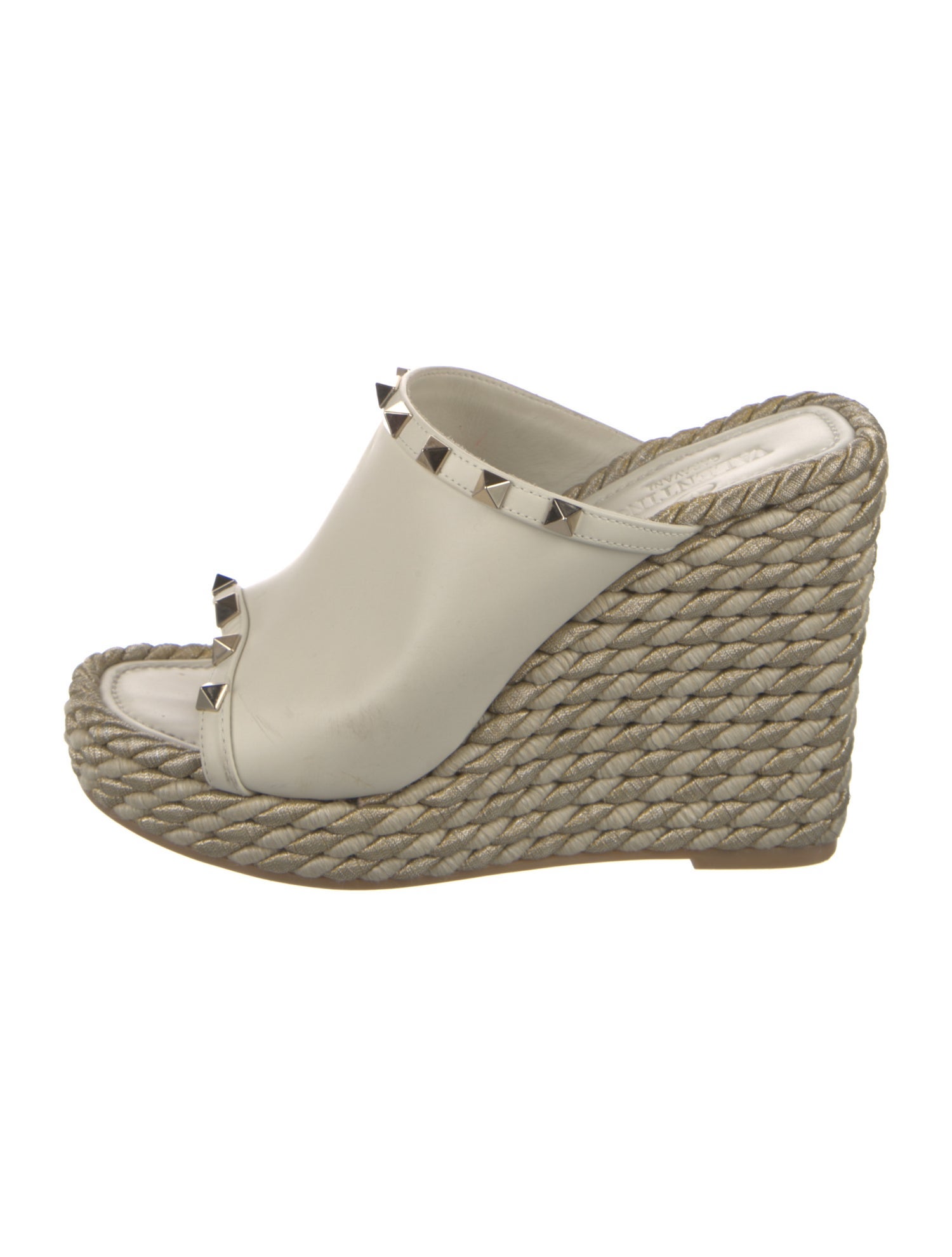 Valentino Rockstud Accents Leather Espadrilles