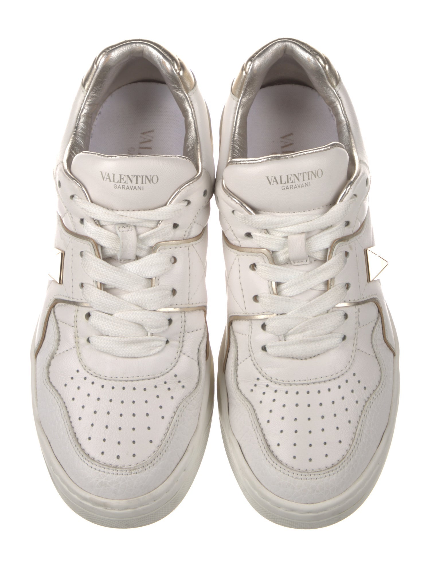 Valentino Rockstud Accents Leather Sneakers