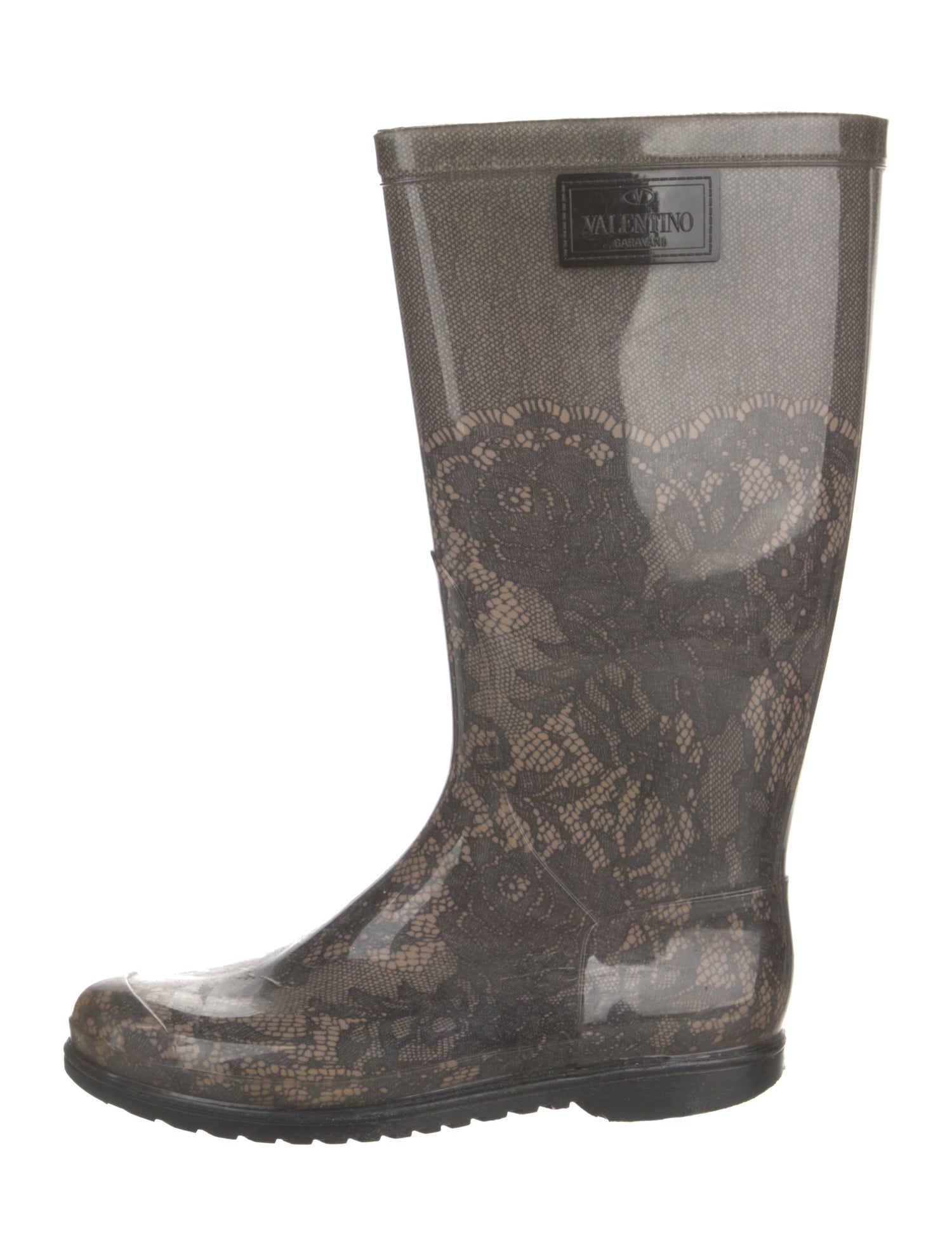 Valentino Rubber Lace Pattern Rain Boots