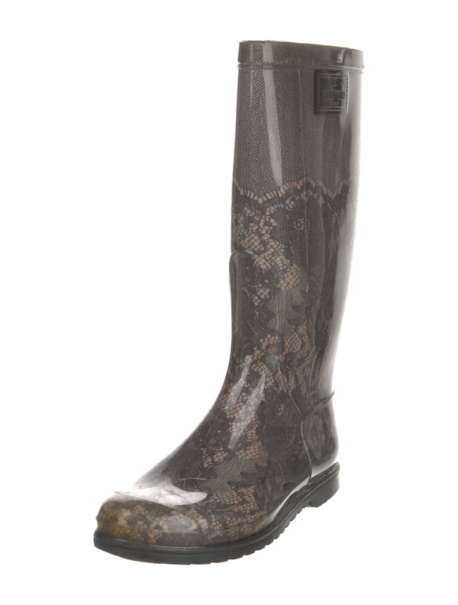 Valentino Rubber Lace Pattern Rain Boots
