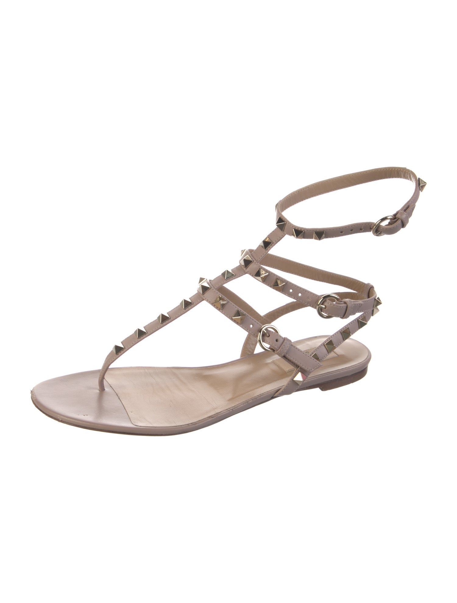 Valentino Rockstud Accents Leather Gladiator Sandals