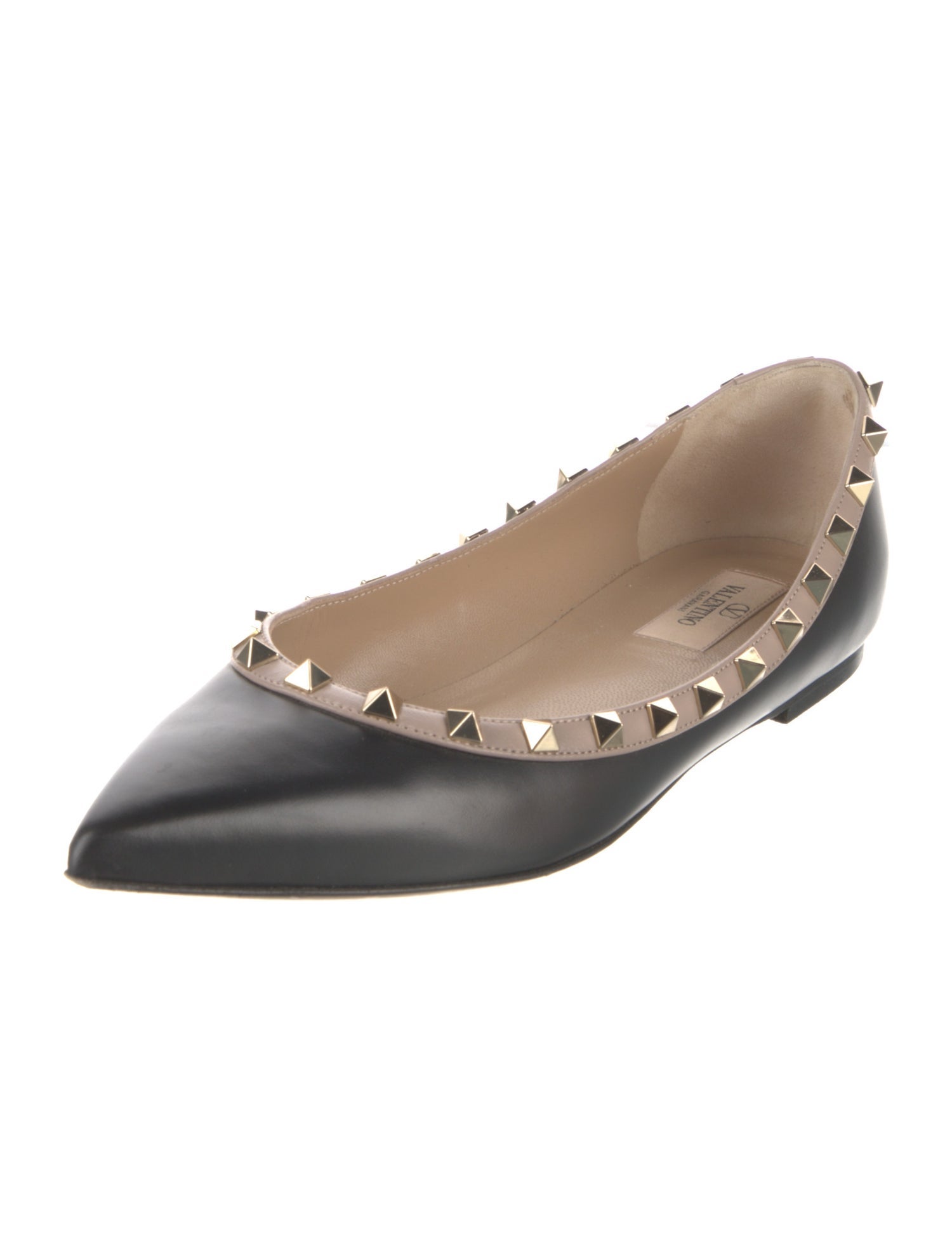 Valentino Rockstud Accents Leather Ballet Flats