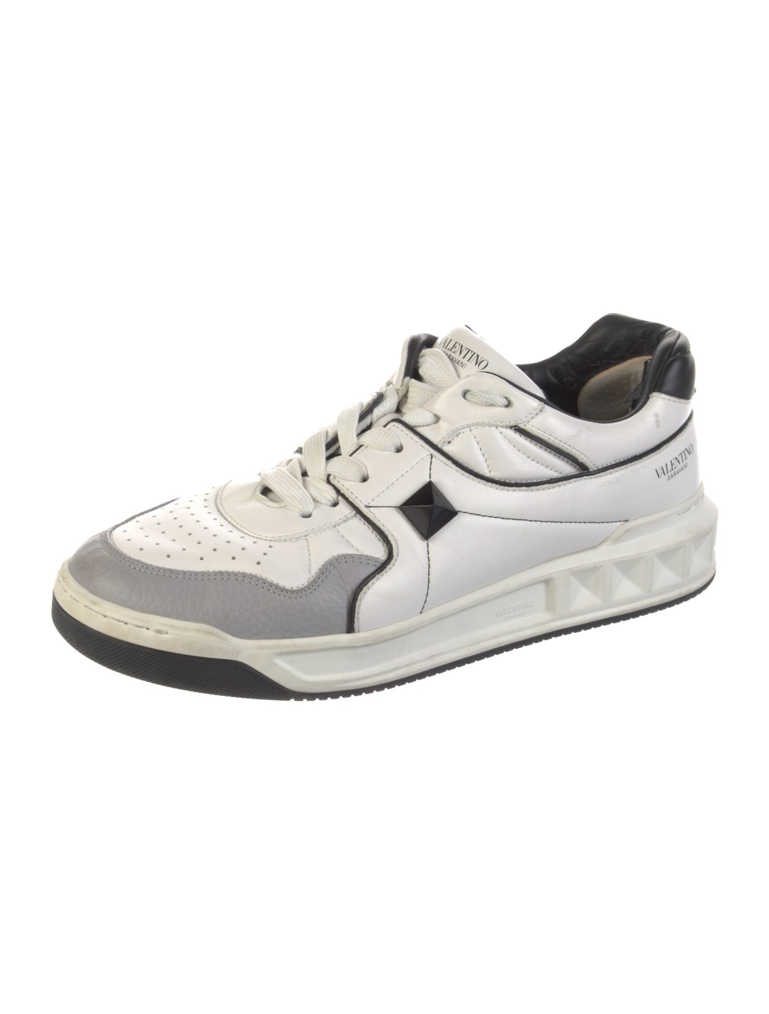 Valentino Rockstud Accents Leather Sneakers