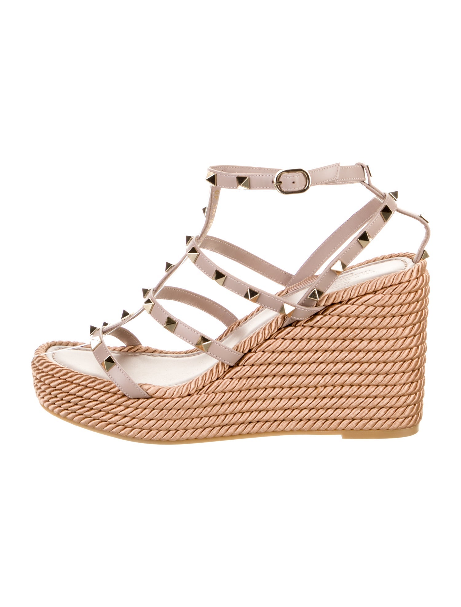 Valentino Rockstud Accents Leather Espadrilles