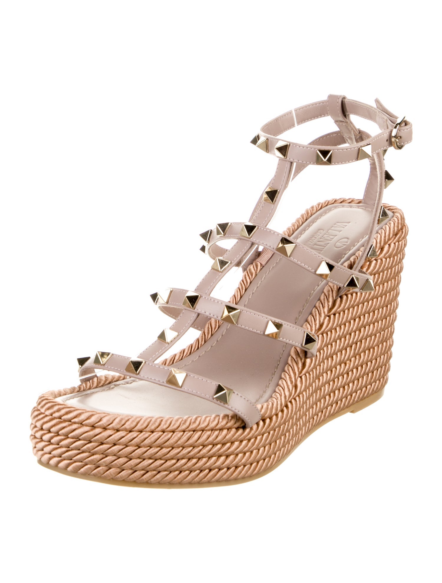 Valentino Rockstud Accents Leather Espadrilles