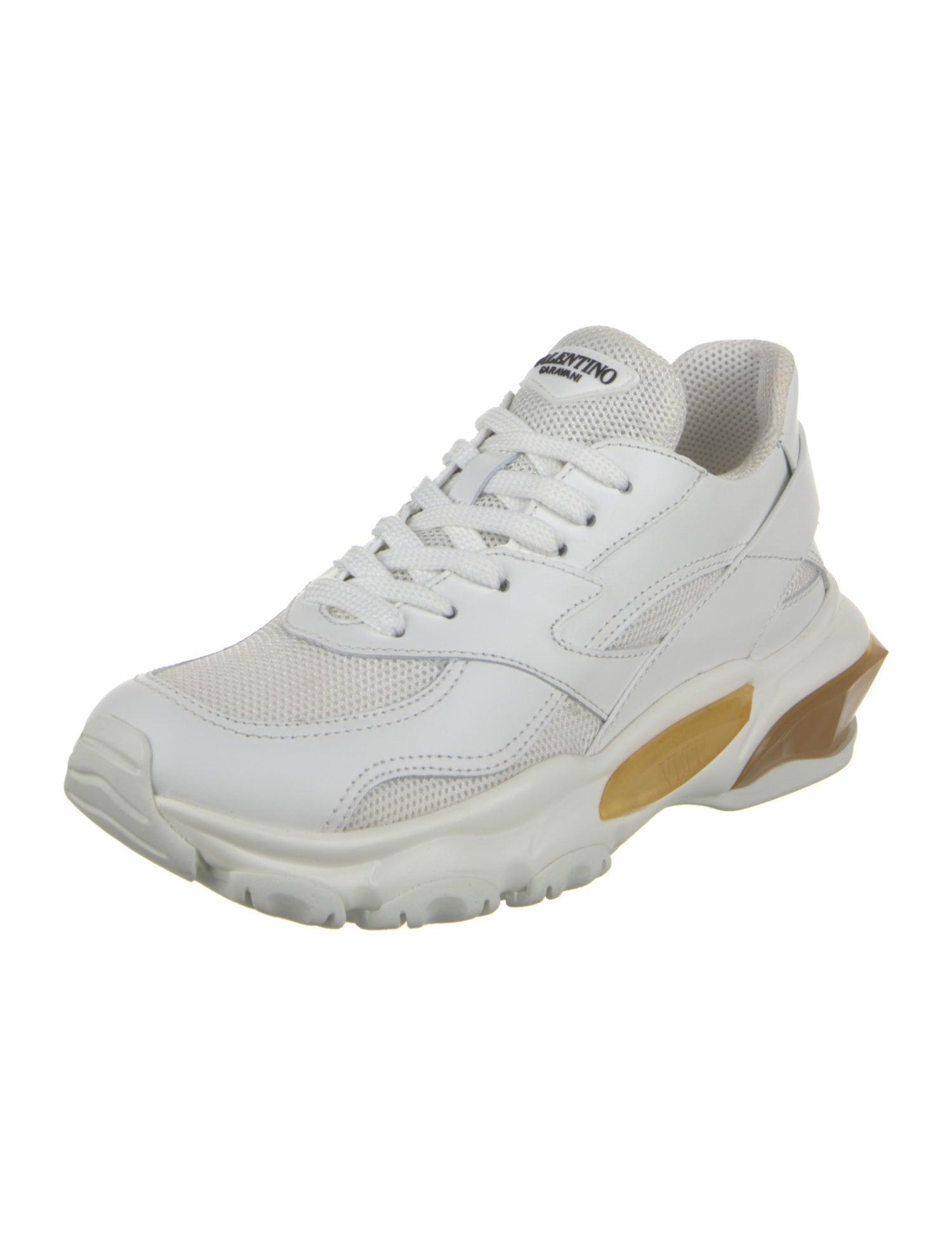 Valentino Leather Mesh Accents Chunky Sneakers