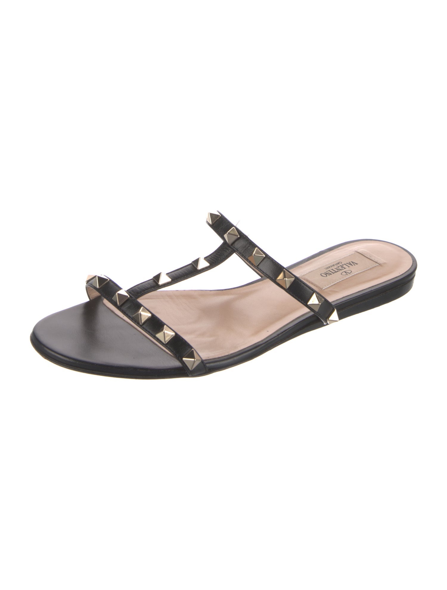 Valentino Rockstud Accents Leather T-Strap Sandals