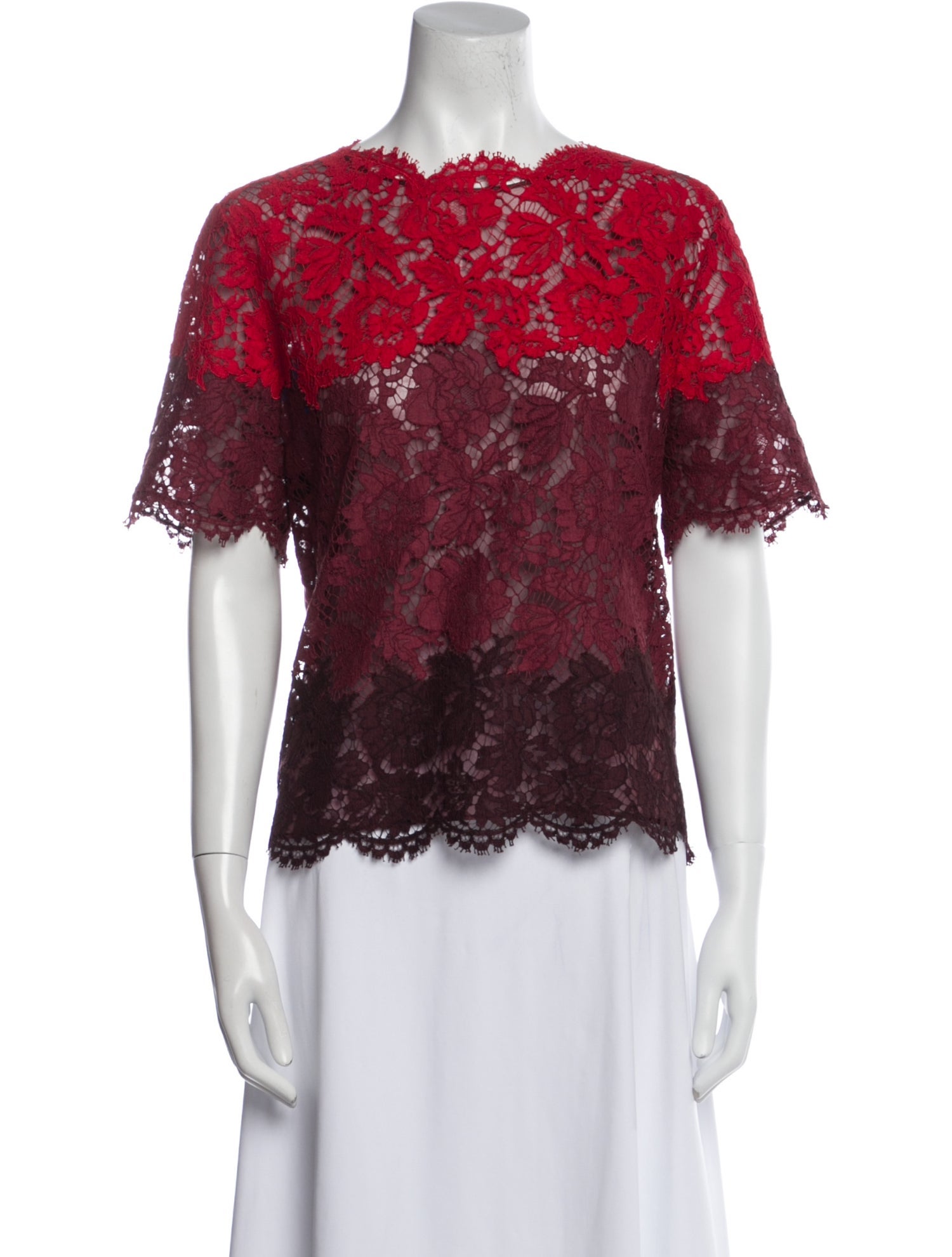 Valentino Lace Pattern Crew Neck Blouse