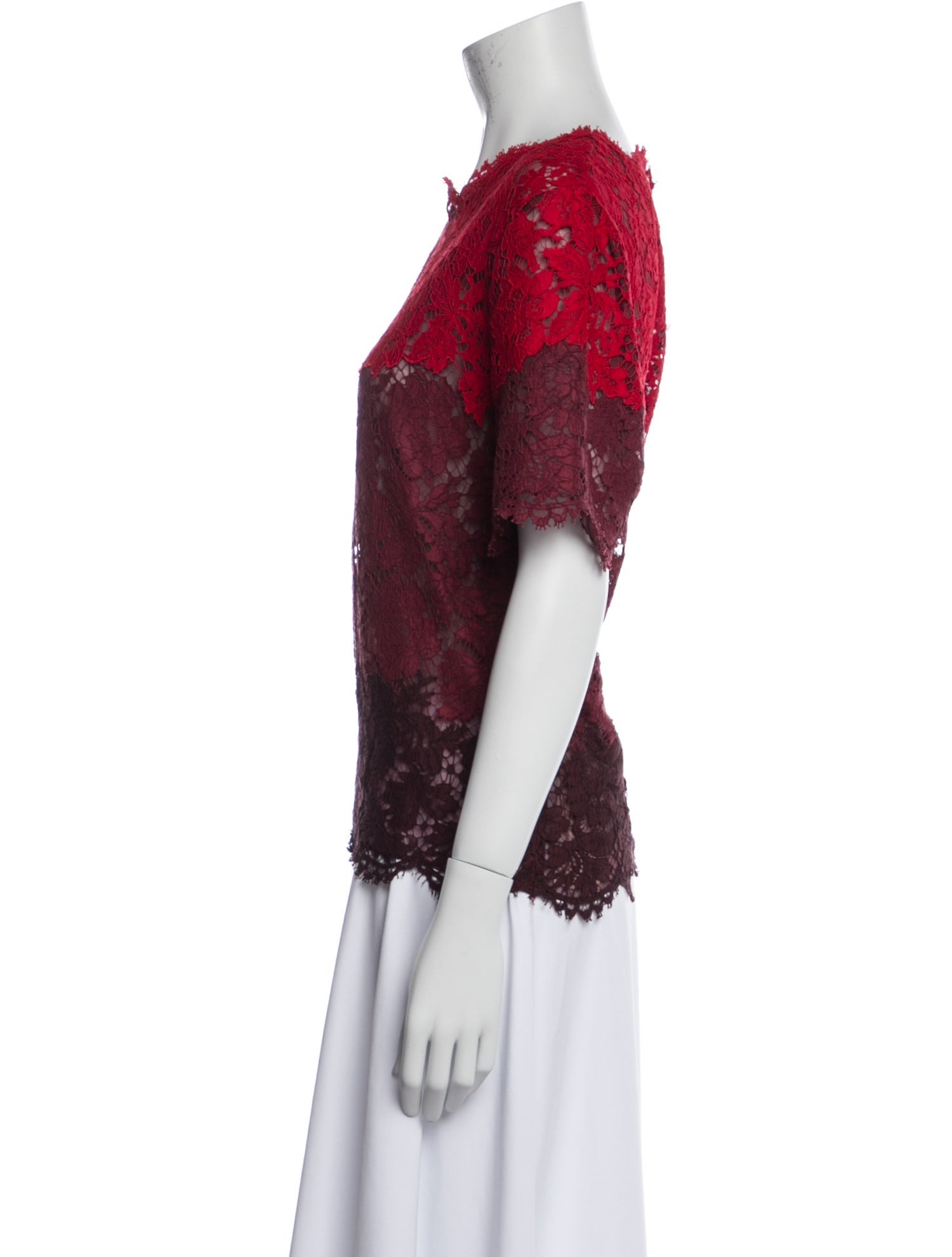 Valentino Lace Pattern Crew Neck Blouse