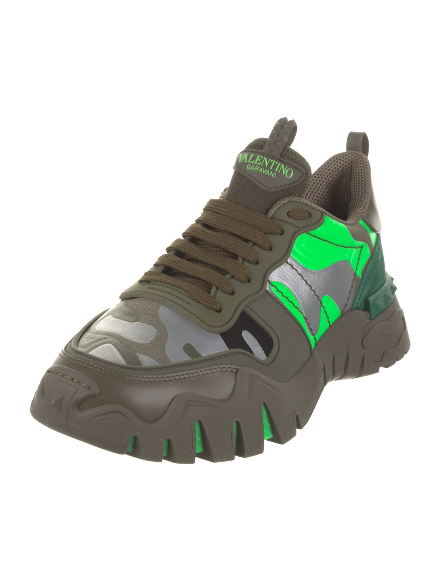 Valentino Leather Printed Athletic Sneakers