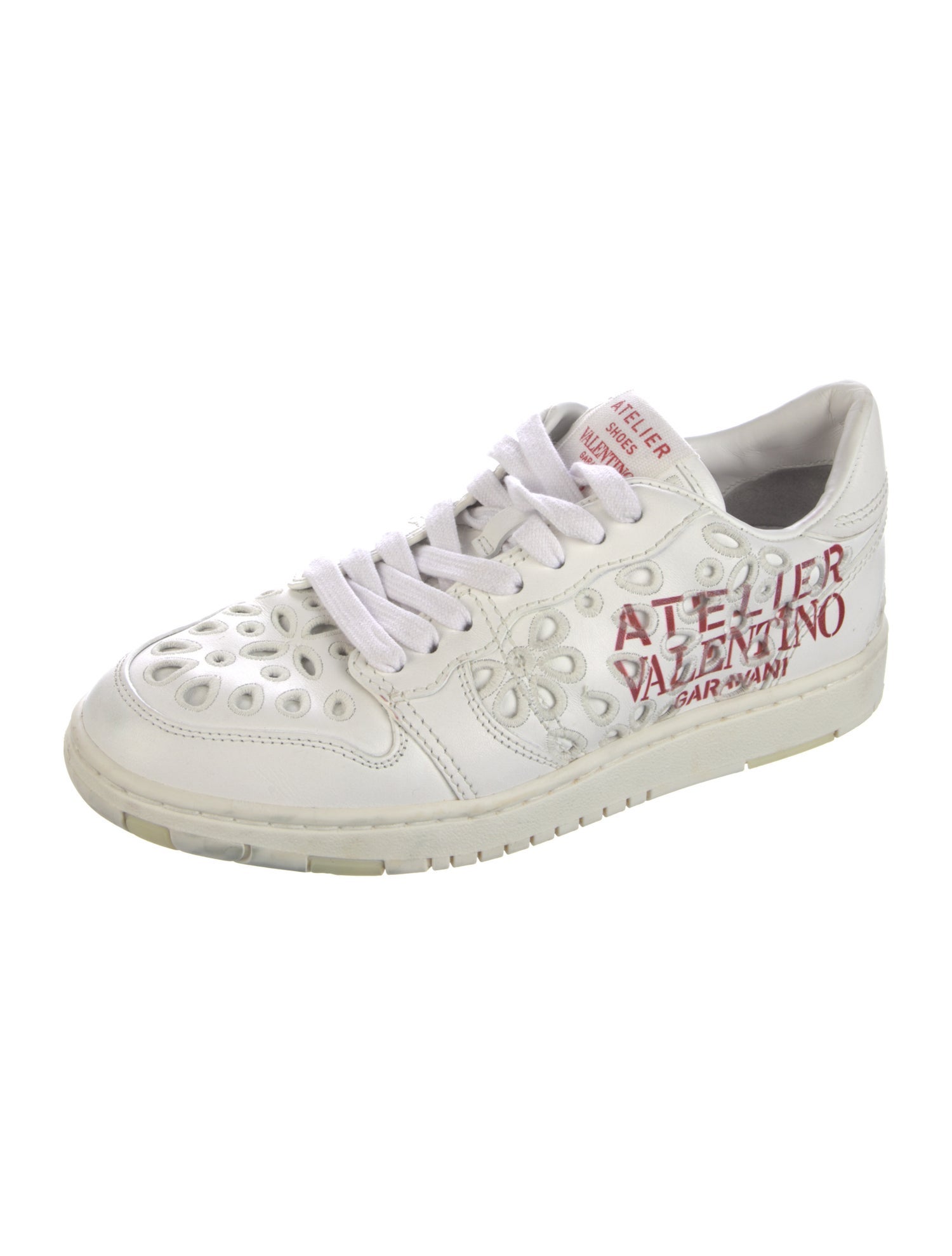 Valentino Leather Graphic Print Sneakers