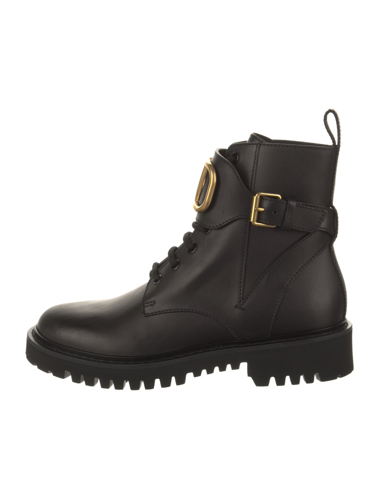 Valentino Leather Combat Boots