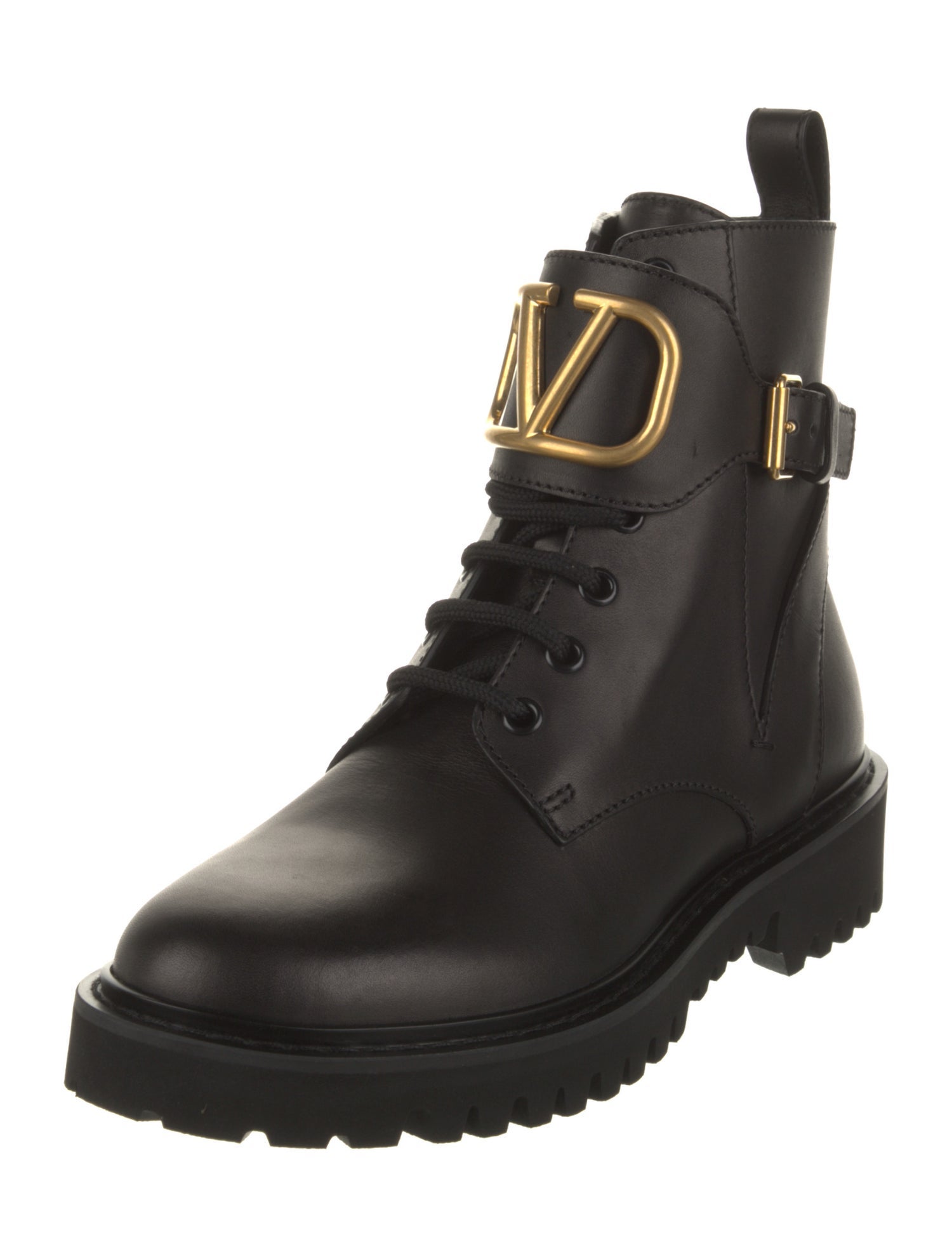 Valentino Leather Combat Boots