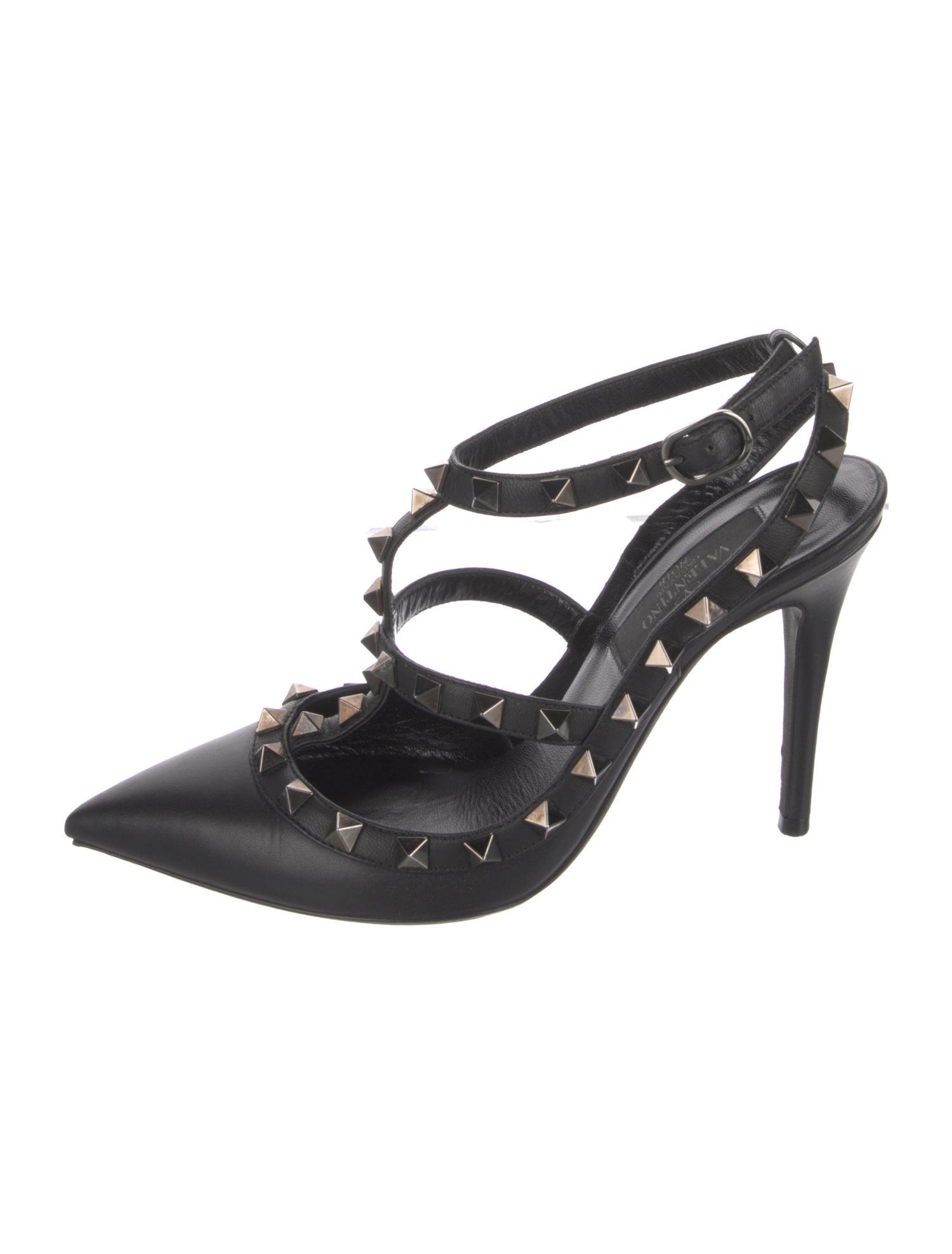 Valentino Rockstud Accents Leather T-Strap Pumps