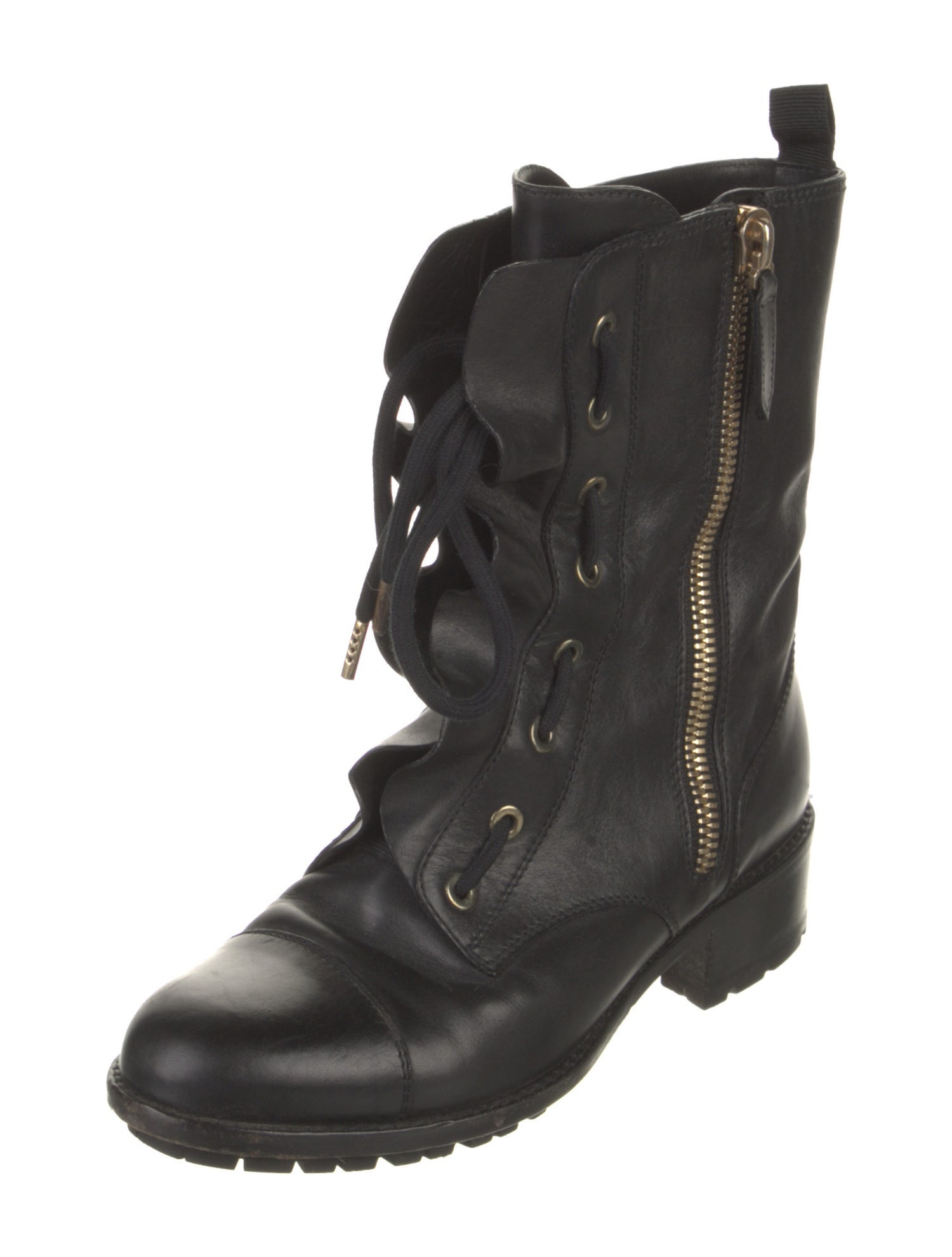 Valentino Leather Combat Boots