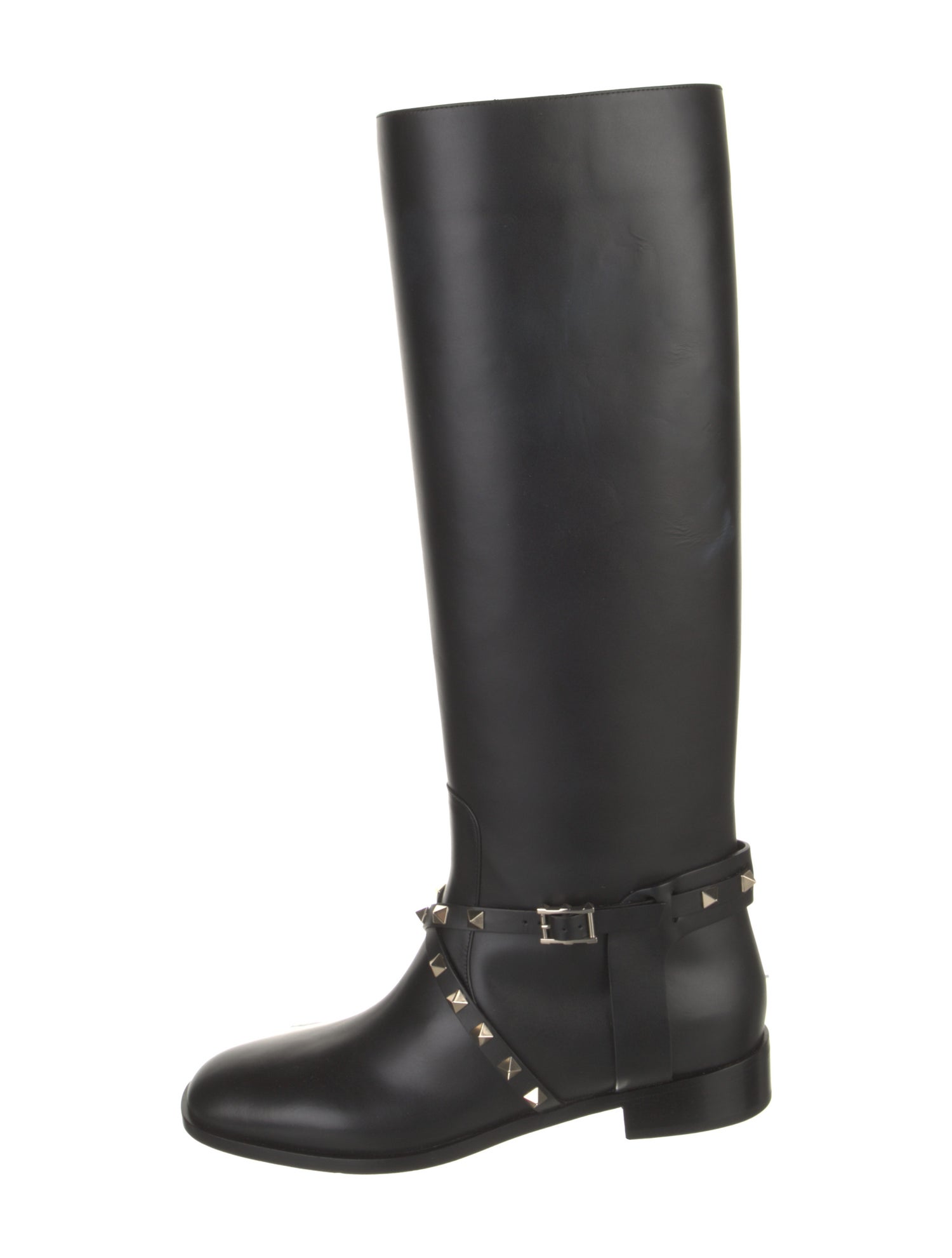 Valentino Rockstud Accents Leather Riding Boots