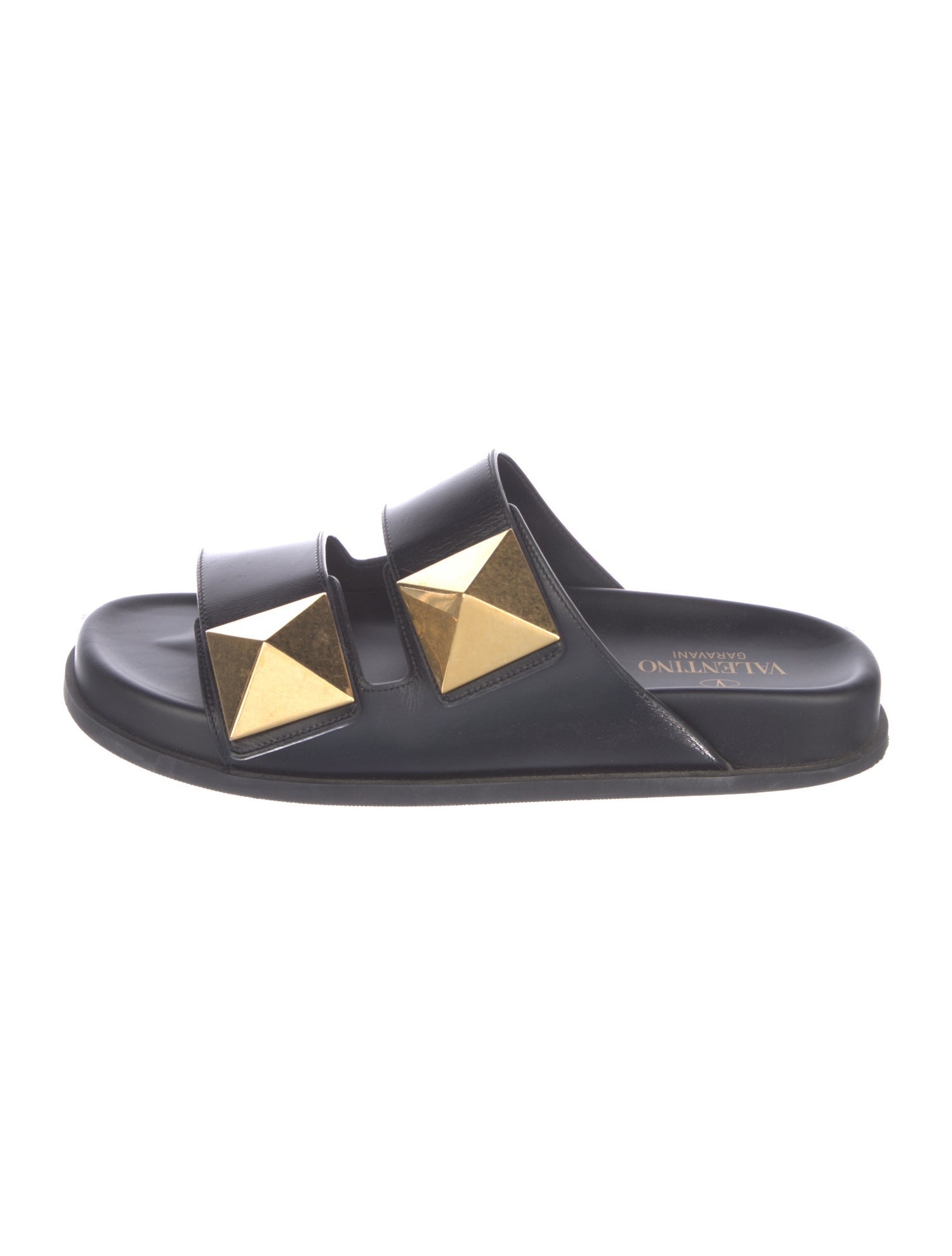 Valentino Rockstud Accents Leather Slides