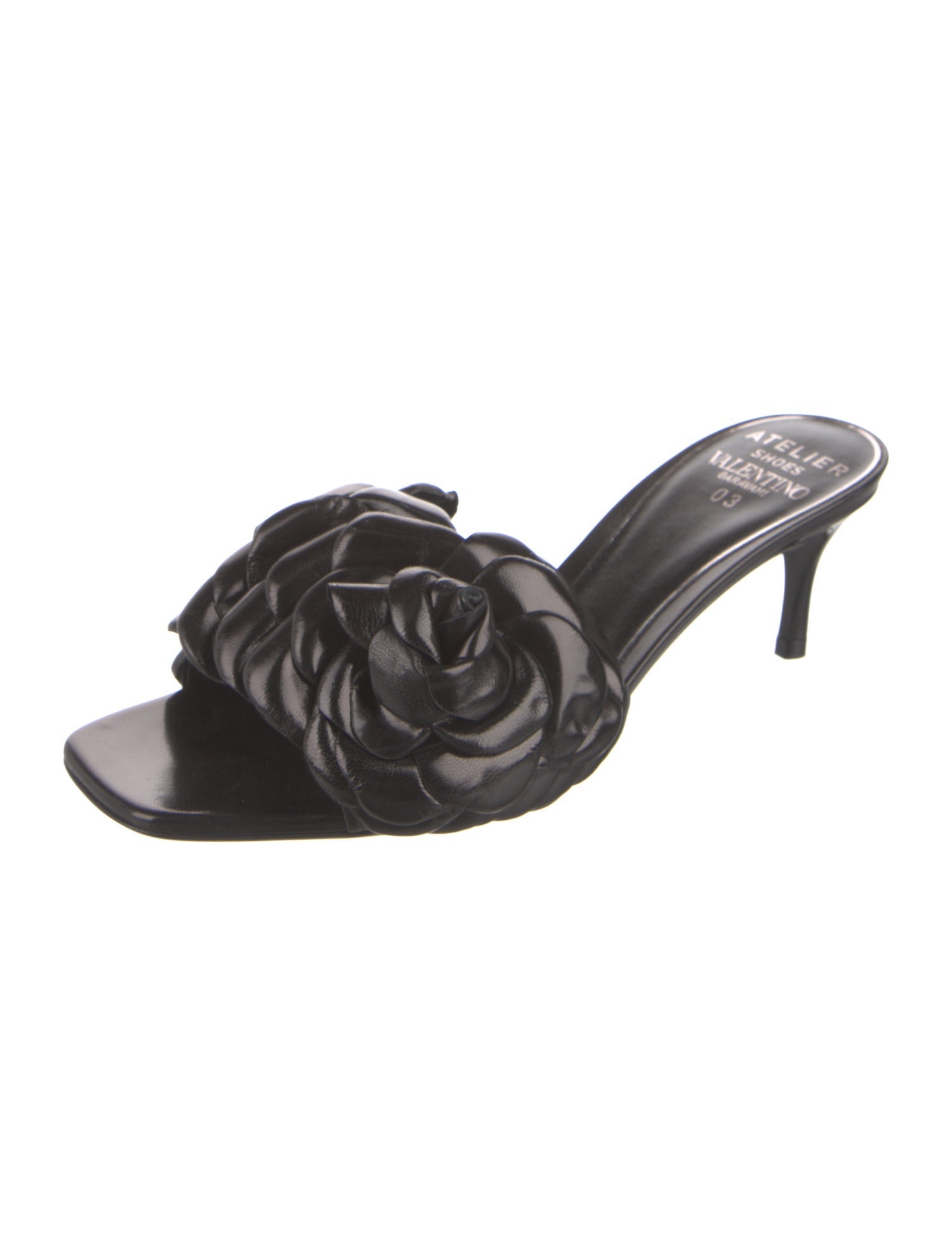 Valentino Mambo Rose Print Leather Slides w/ Tags