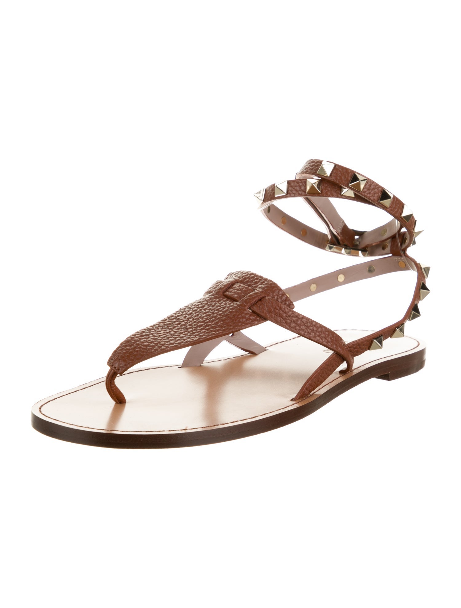 Valentino Leather Studded Accents Gladiator Sandals