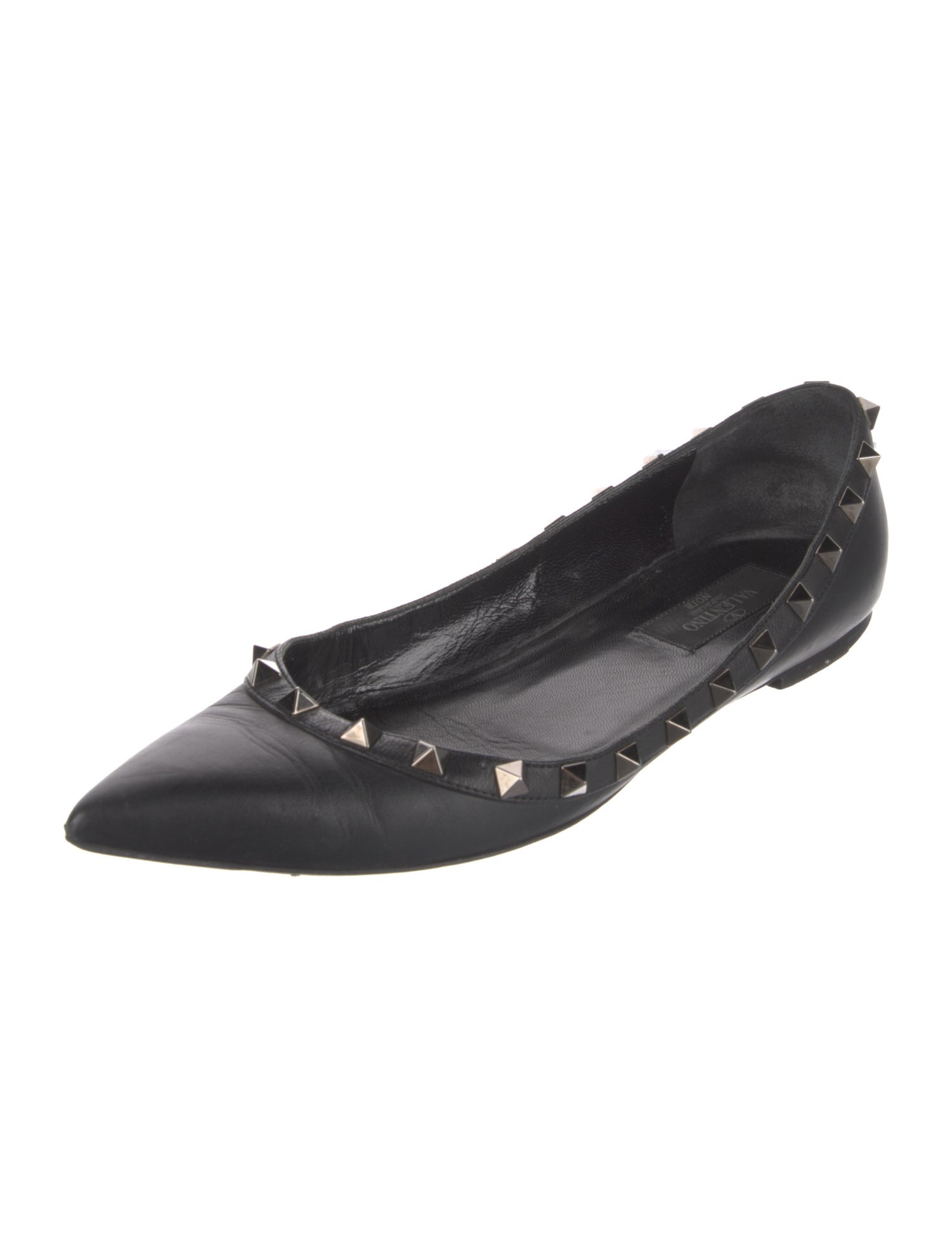 Valentino Rockstud Accents Leather Ballet Flats