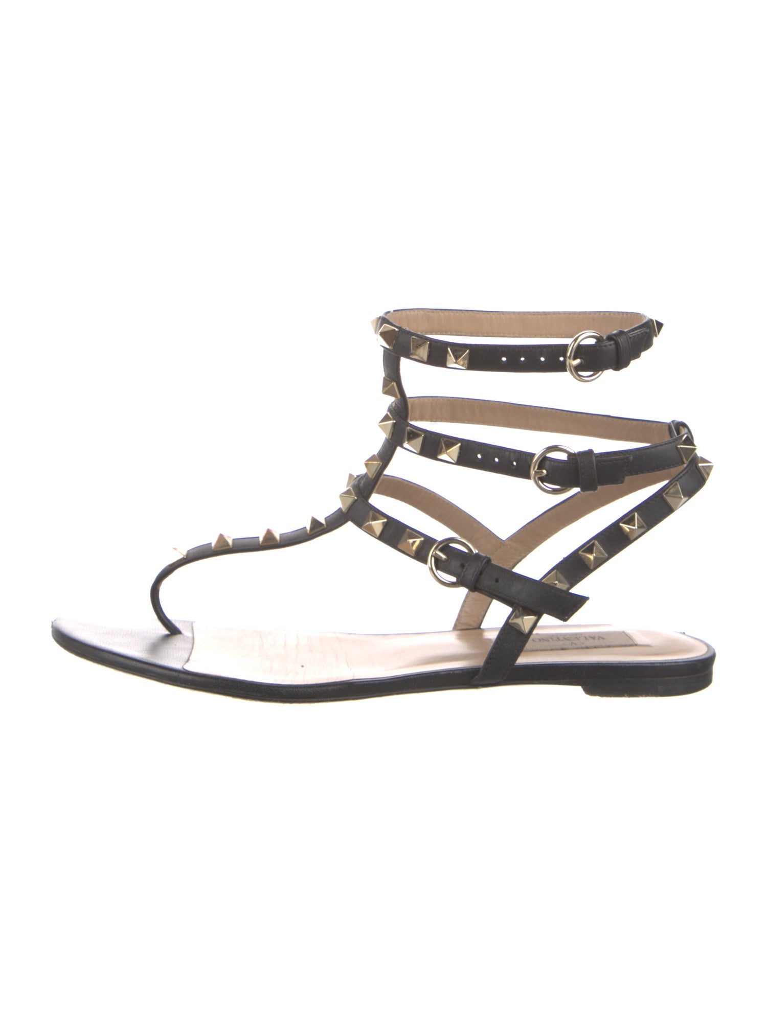 Valentino Rockstud Accents Leather Gladiator Sandals