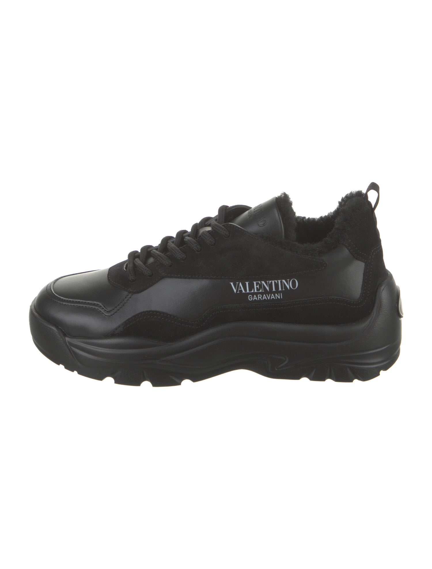 Valentino Leather Graphic Print Athletic Sneakers