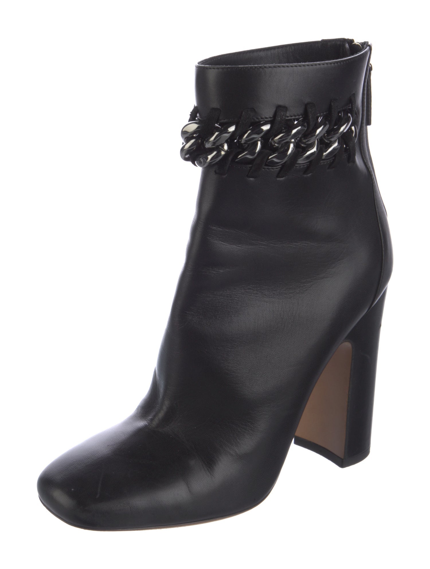 Valentino Leather Chain-Link Accents Boots