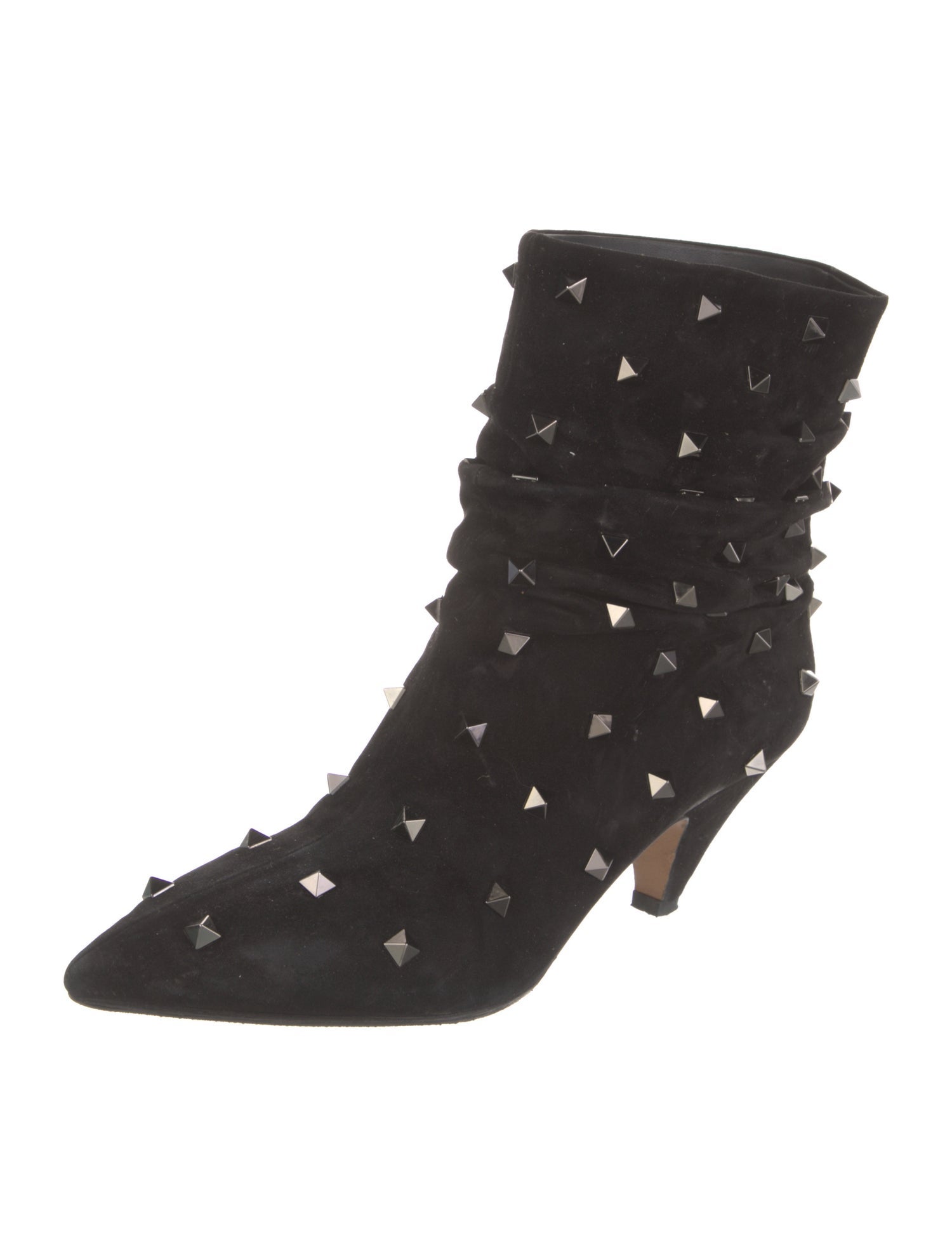 Valentino Rockstud Accents Suede Lace-Up Boots