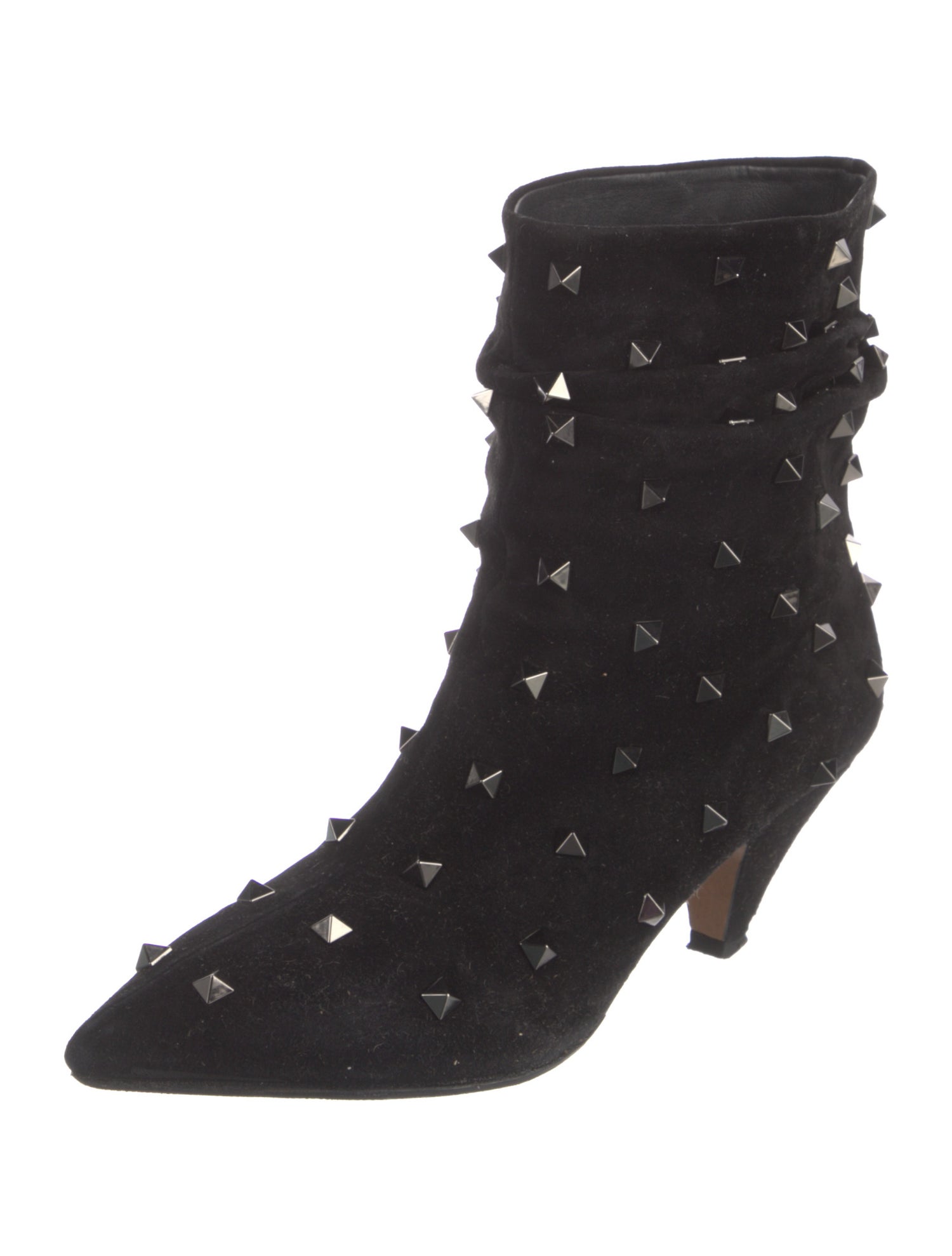 Valentino Rockstud Accents Suede Lace-Up Boots