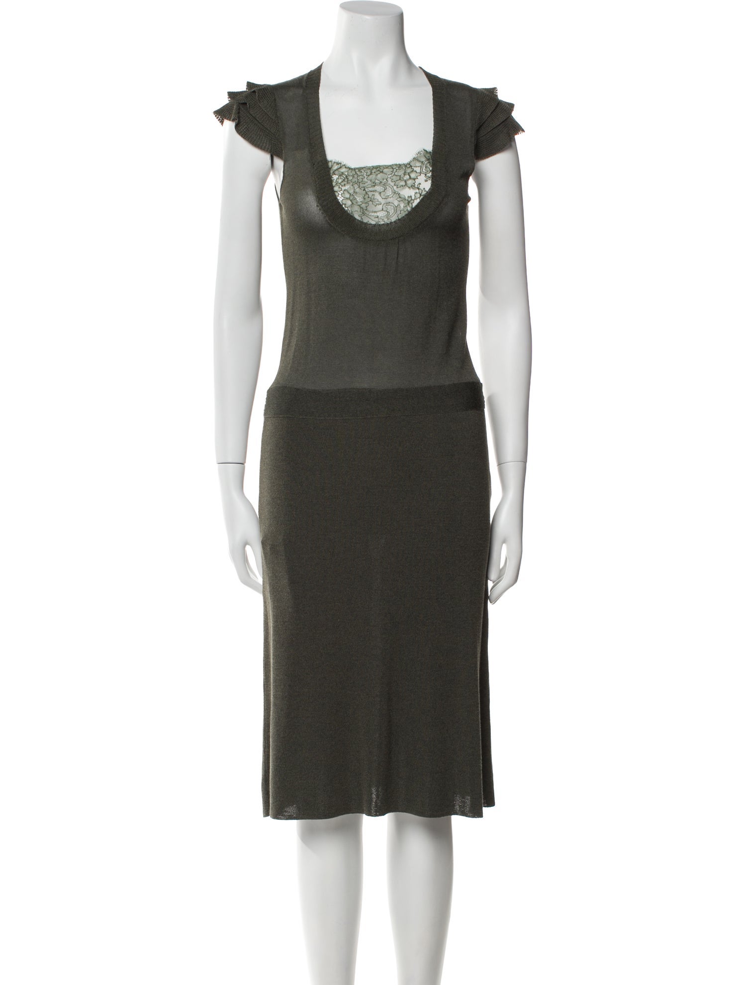 Valentino Square Neckline Midi Length Dress